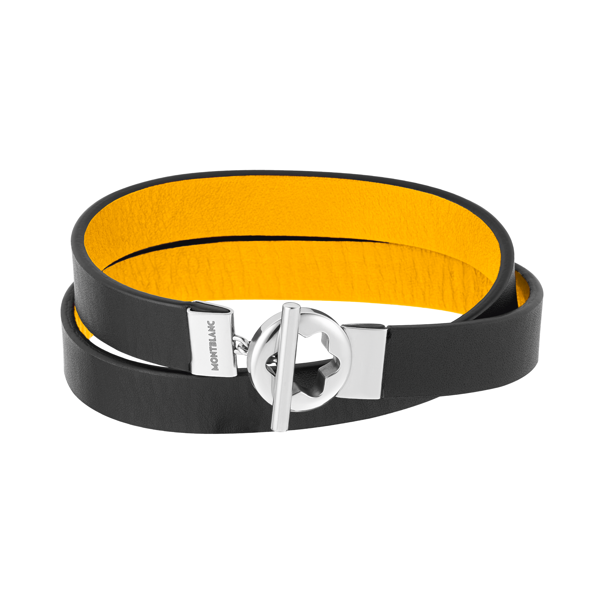 Double-faced leather bracelet with stainless steel snowcap closure, image 1
