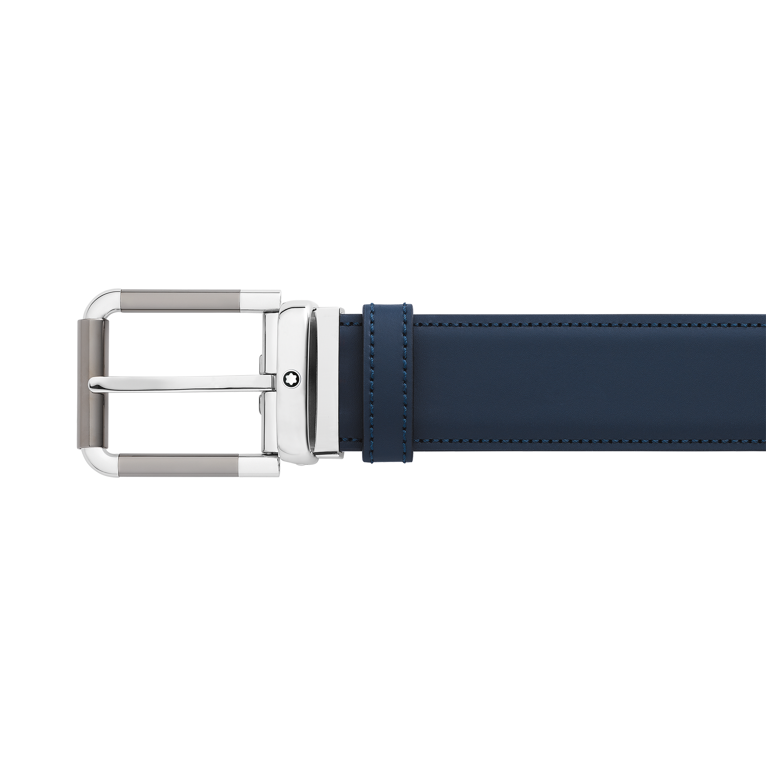 Black/blue 35 mm reversible leather belt, image 1