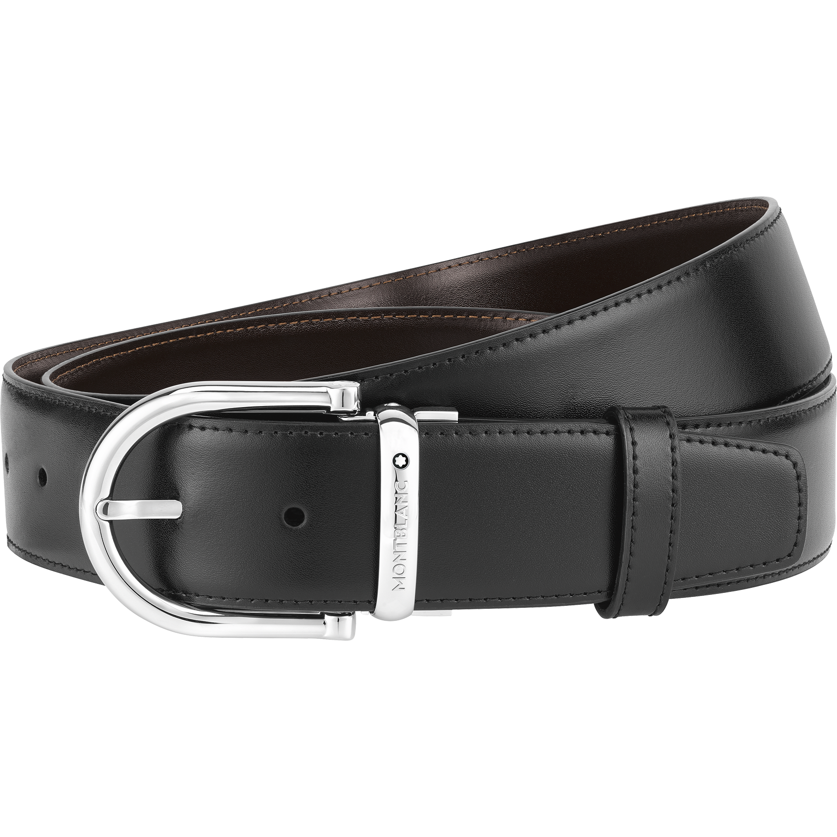Rounded Horseshoe Shiny Palladium-Coated Pin Buckle Belt, image 2