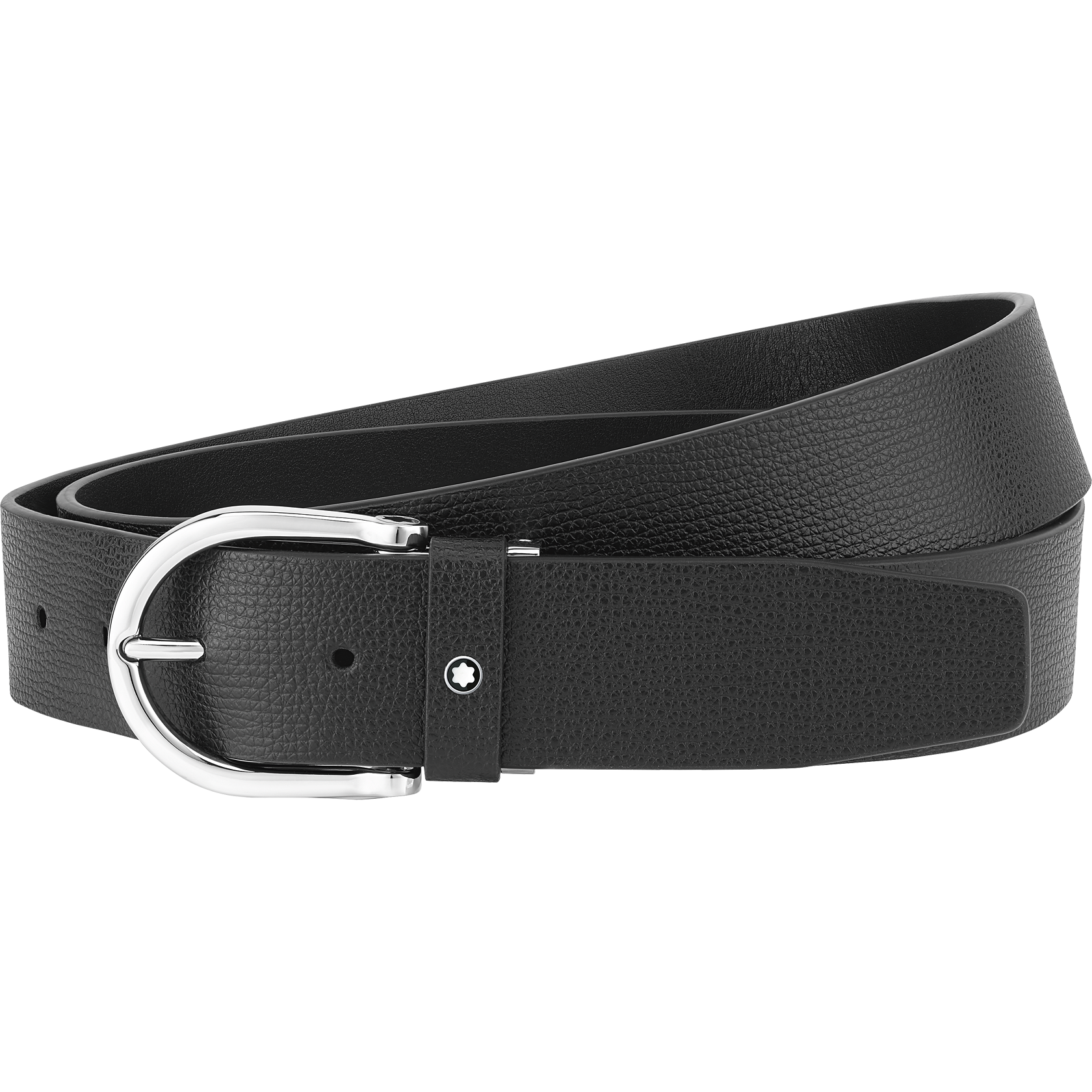 Round horseshoe shiny palladium-coated pin buckle belt, image 1