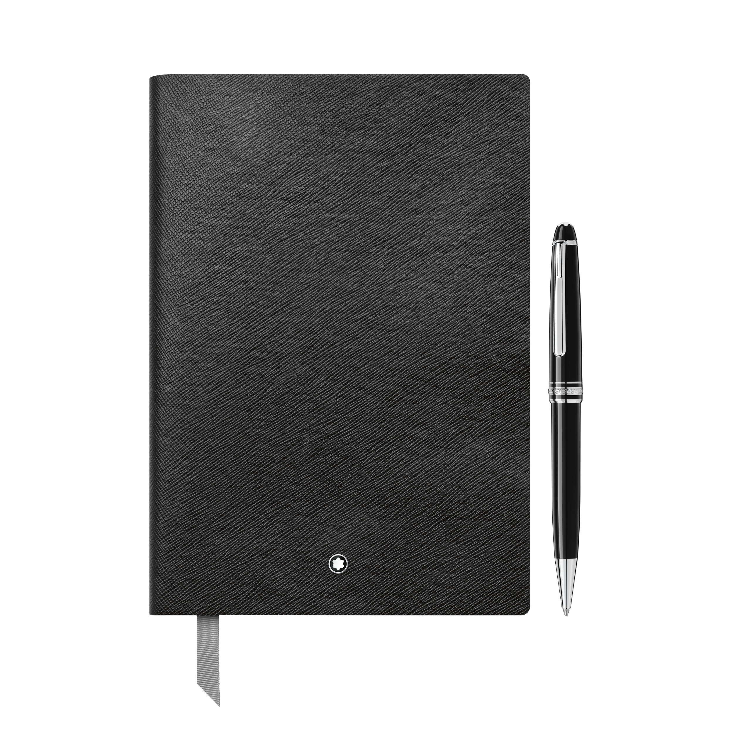 Set with the Meisterstuck Classique Platinum Coated Ballpoint Pen and Notebook 146 in Black. AED Montblanc AE