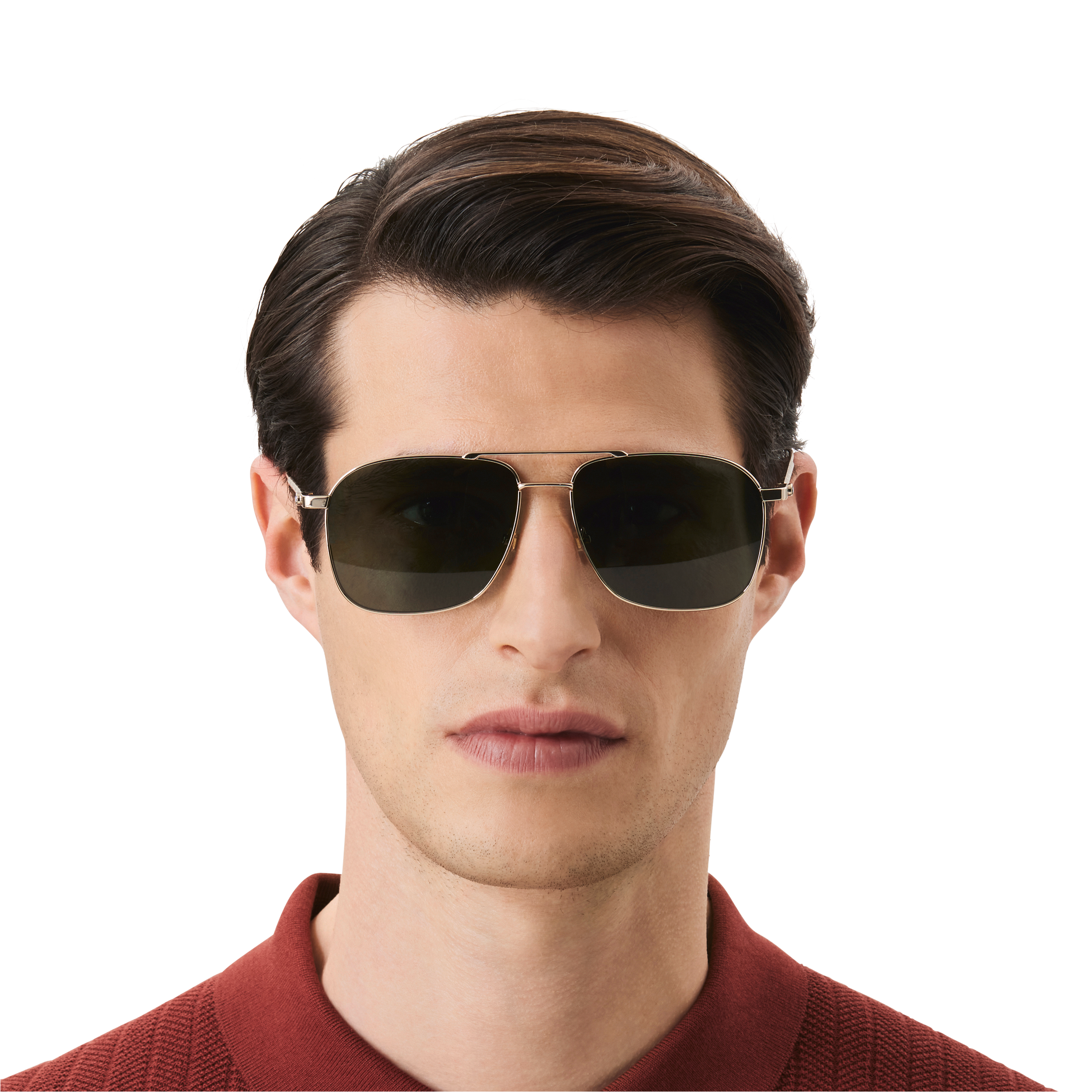 Rectangular Sunglasses with Gold-Colored Metal Frame, image 4