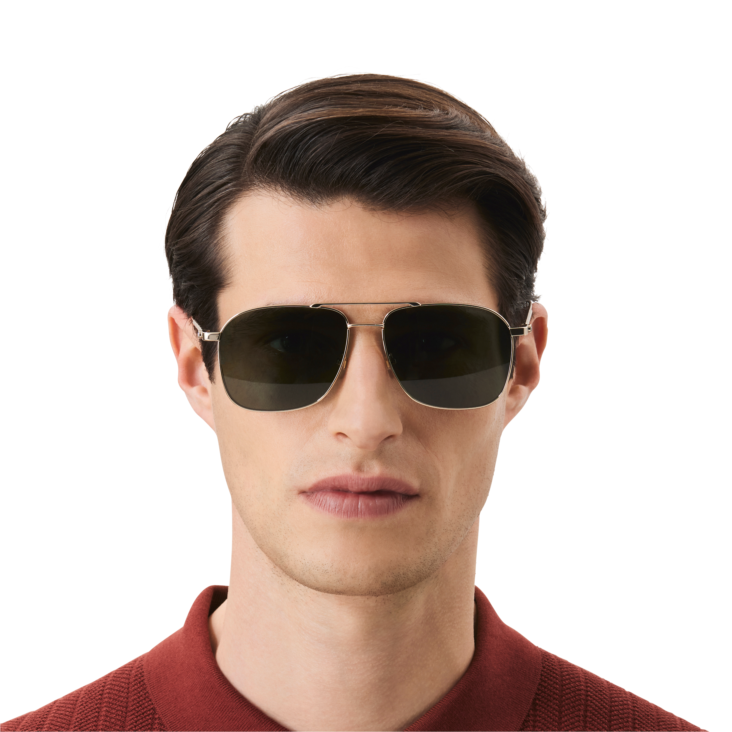 Rectangular Sunglasses with Gold-Colored Metal Frame, image 3