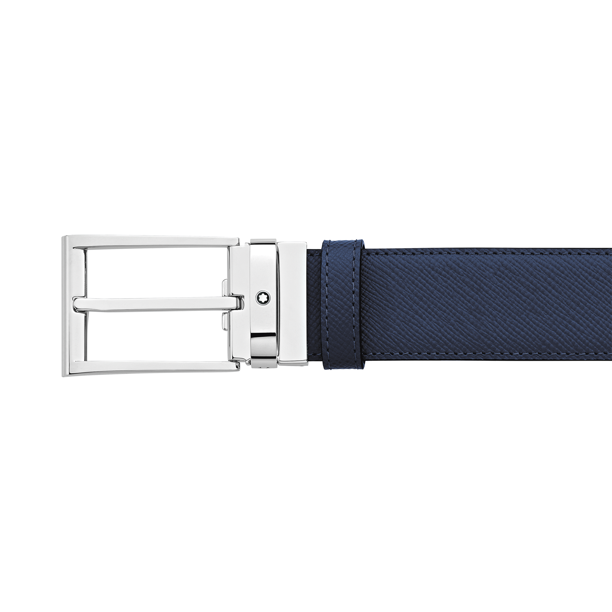 Black/blue 35 mm reversible leather belt, image 3
