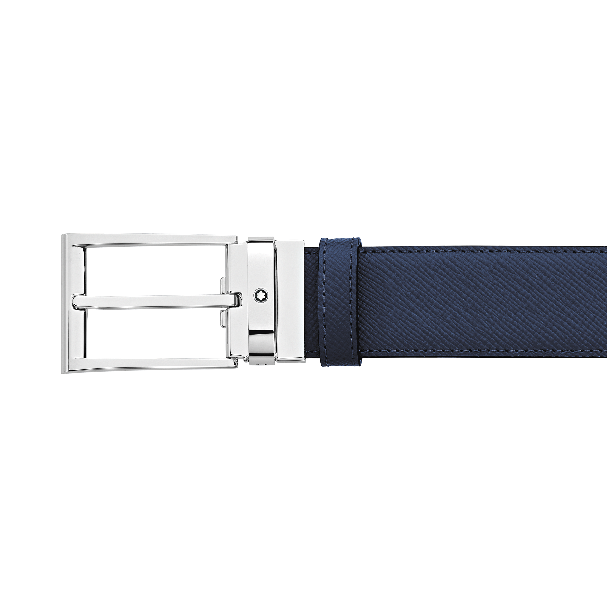 Black/blue 35 mm reversible leather belt, image 4