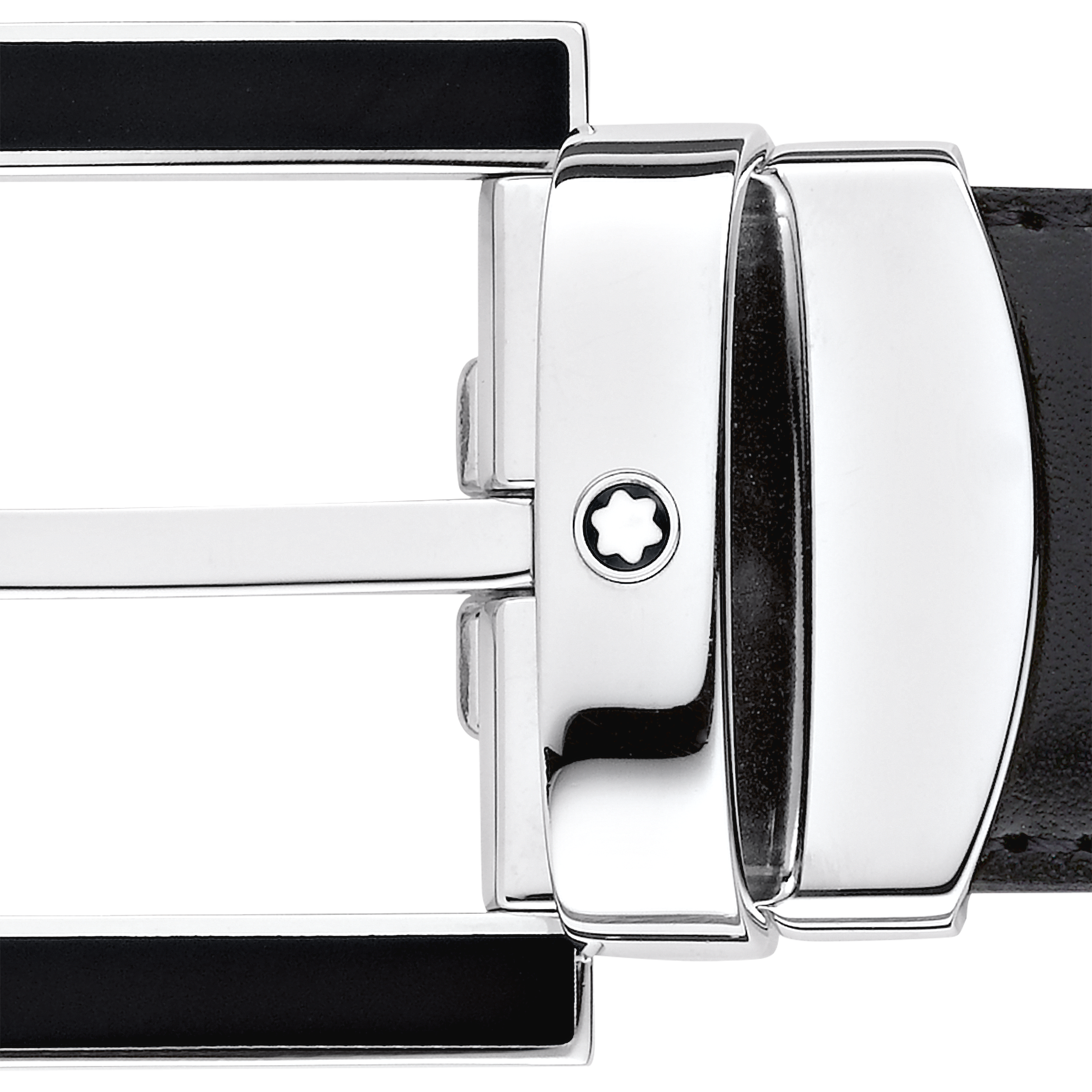 Horseshoe Shiny Palladium finish with Black Inlay Pin Buckle Belt, image 2