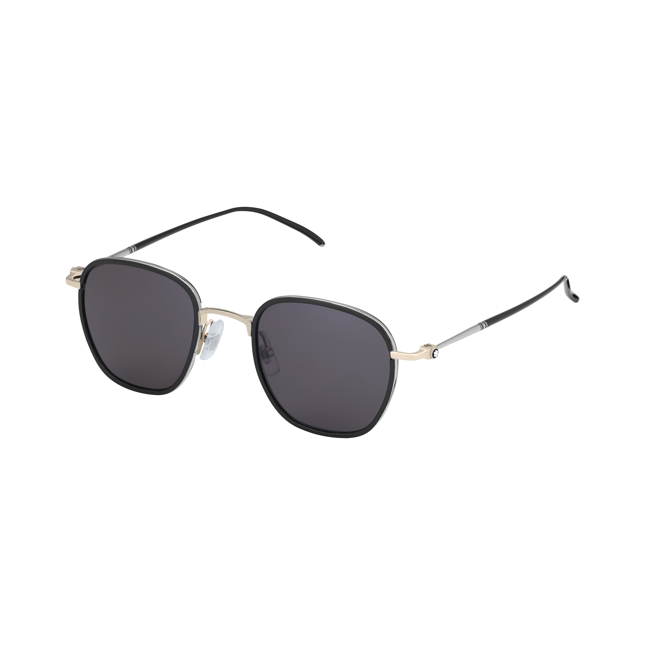 Rectangular Sunglasses with Black and Silver-Colored Steel and Acetate Frame, image 1