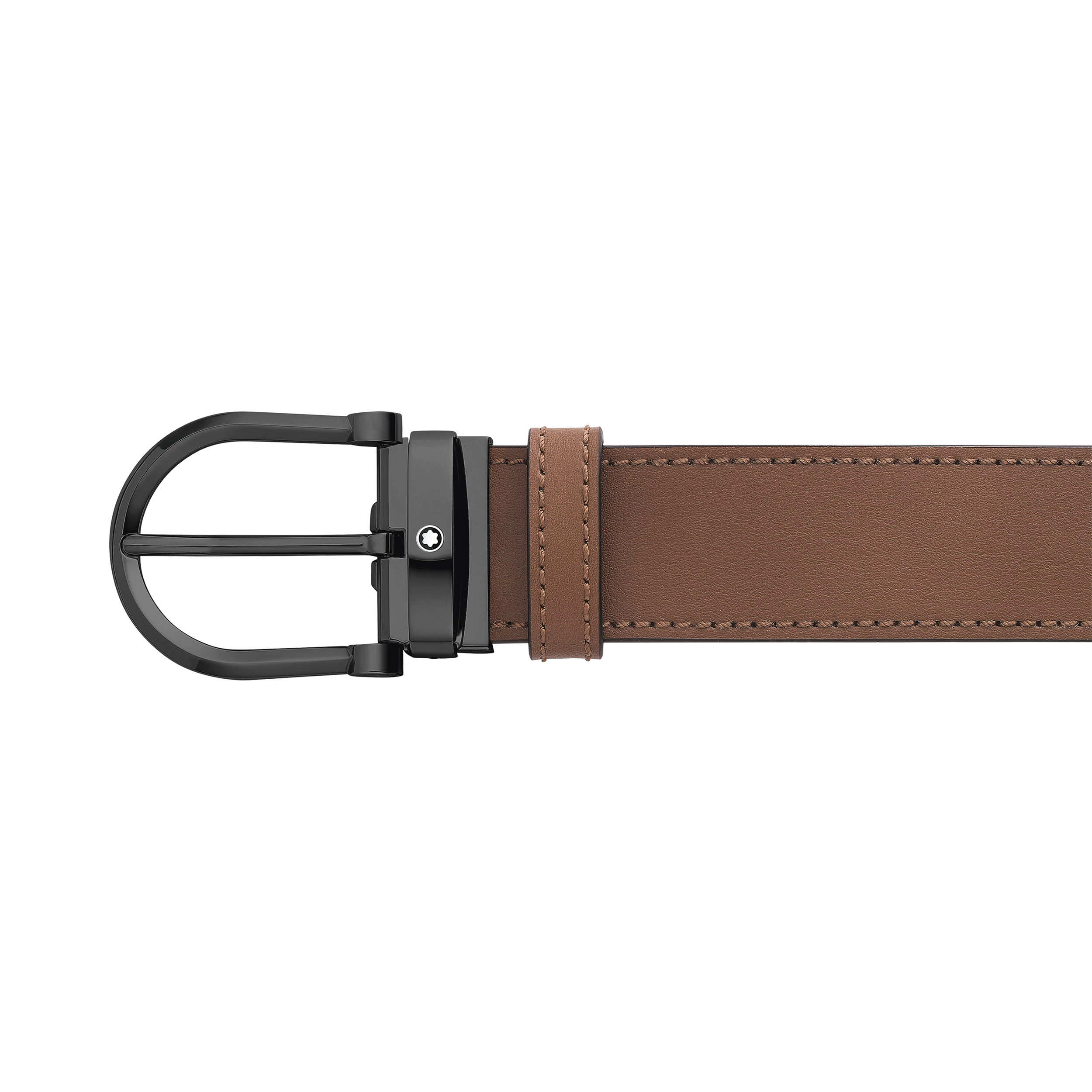 Horseshoe buckle black/tan 35 mm reversible leather belt, image 2