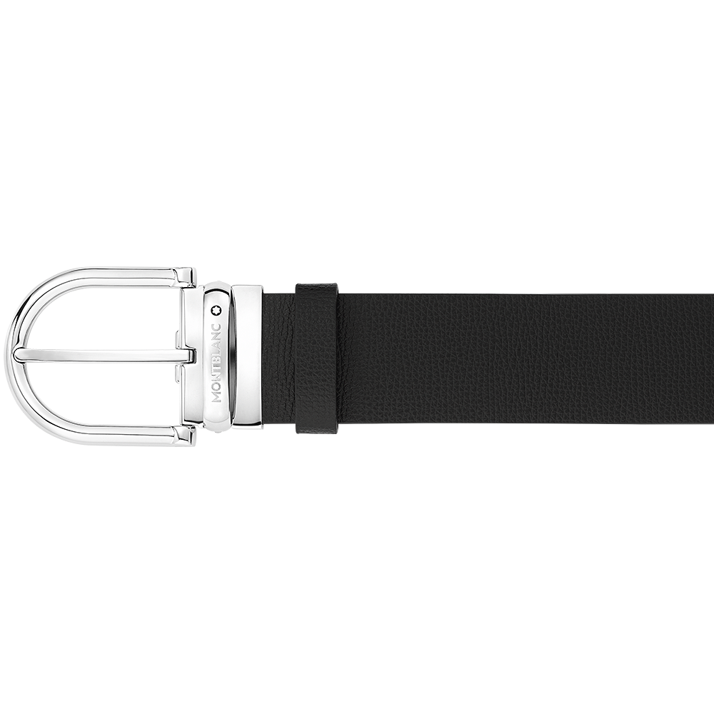 Rounded Horseshoe Shiny Palladium-Coated Pin Buckle Belt, image 1