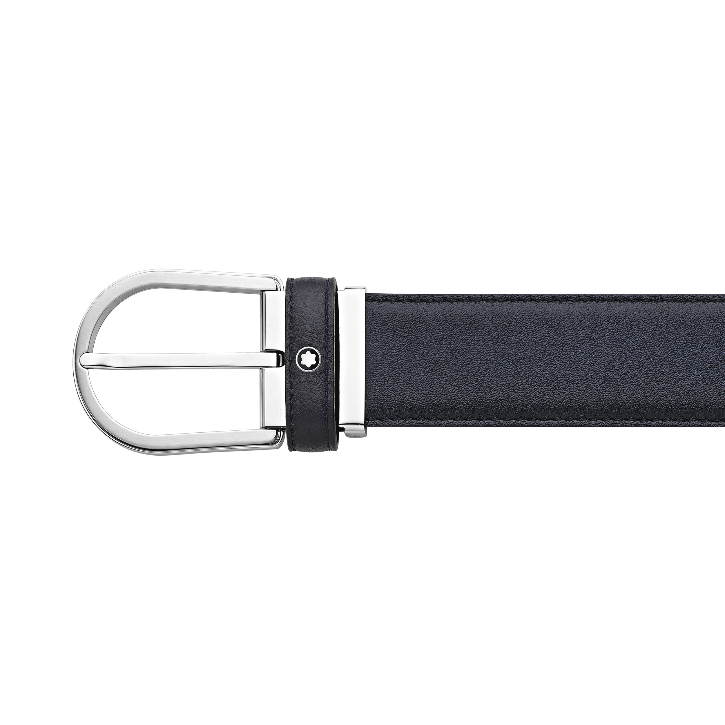 Horseshoe buckle blue 35 mm leather belt