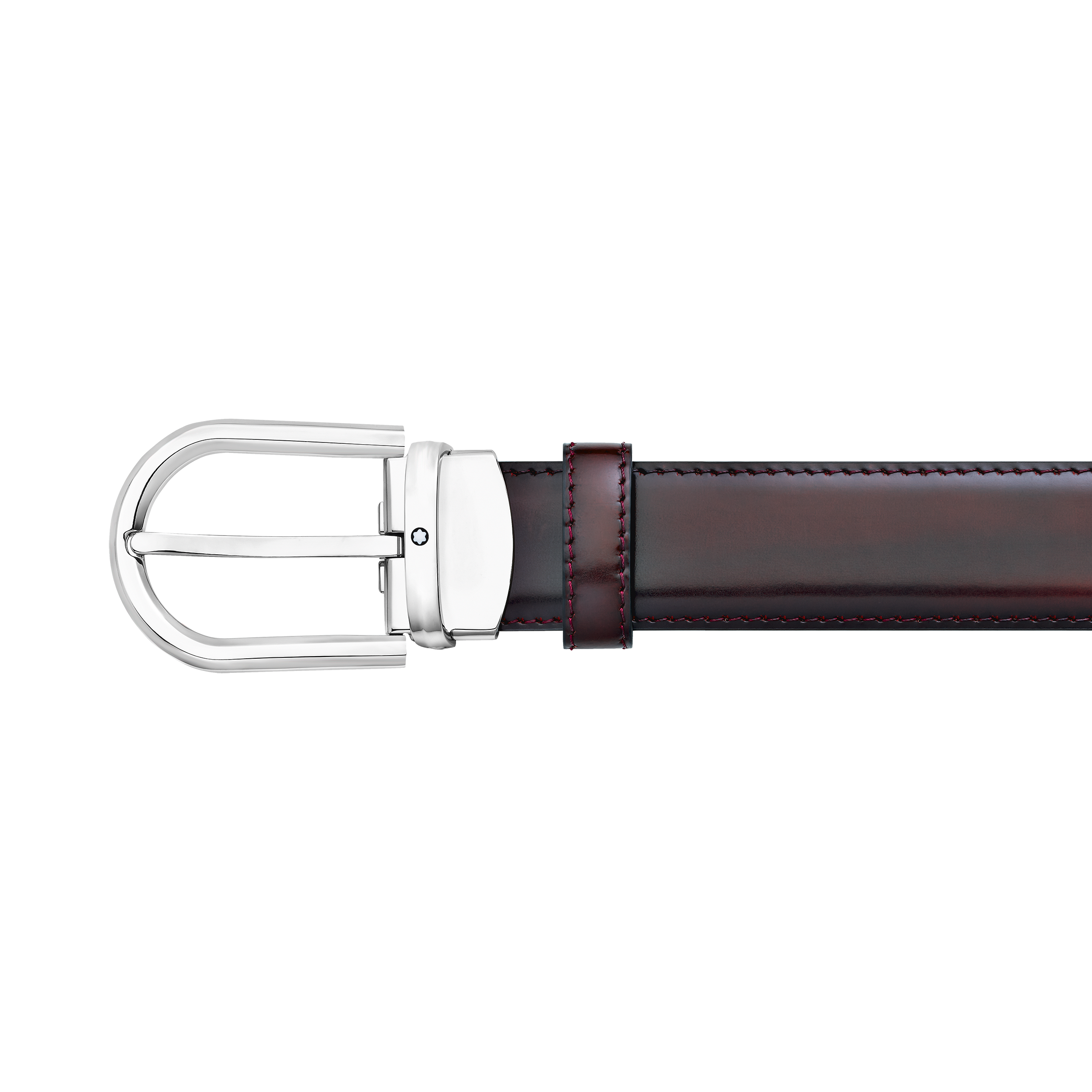 Horseshoe buckle burgundy 30 mm leather belt, image 1