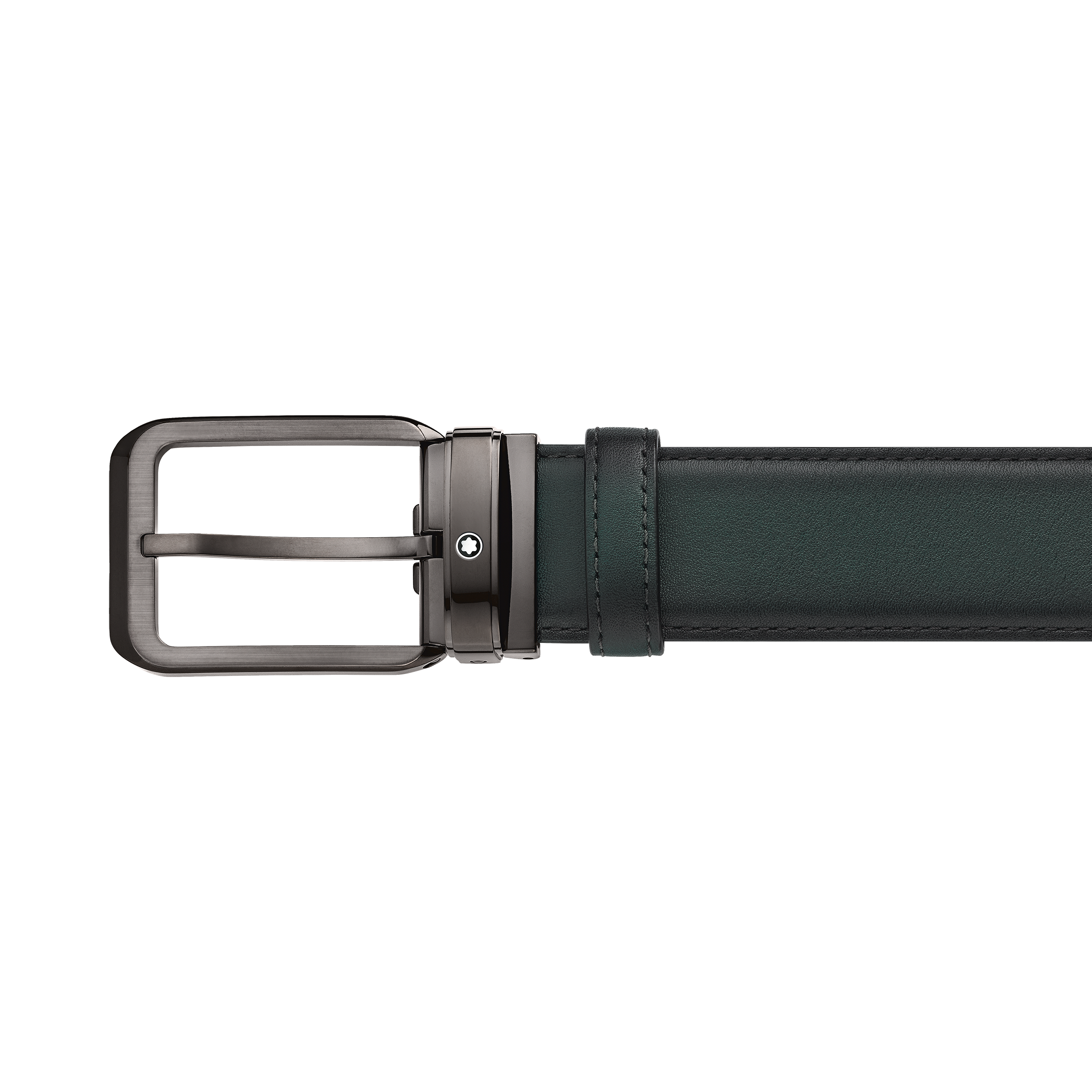 Green 35 mm leather belt, image 1
