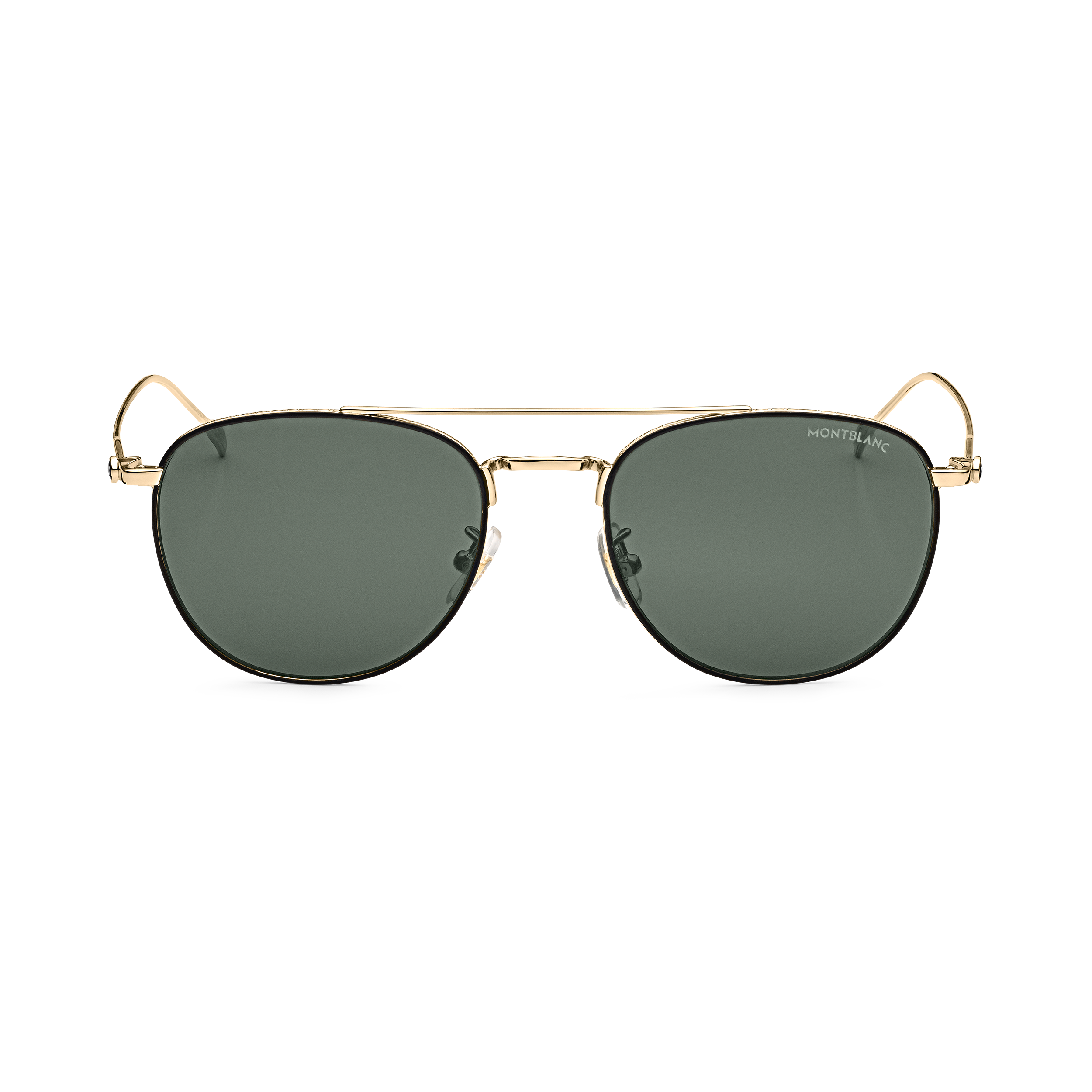 Round Sunglasses with Gold-Colored Metal Frame and Green Lenses, image 1