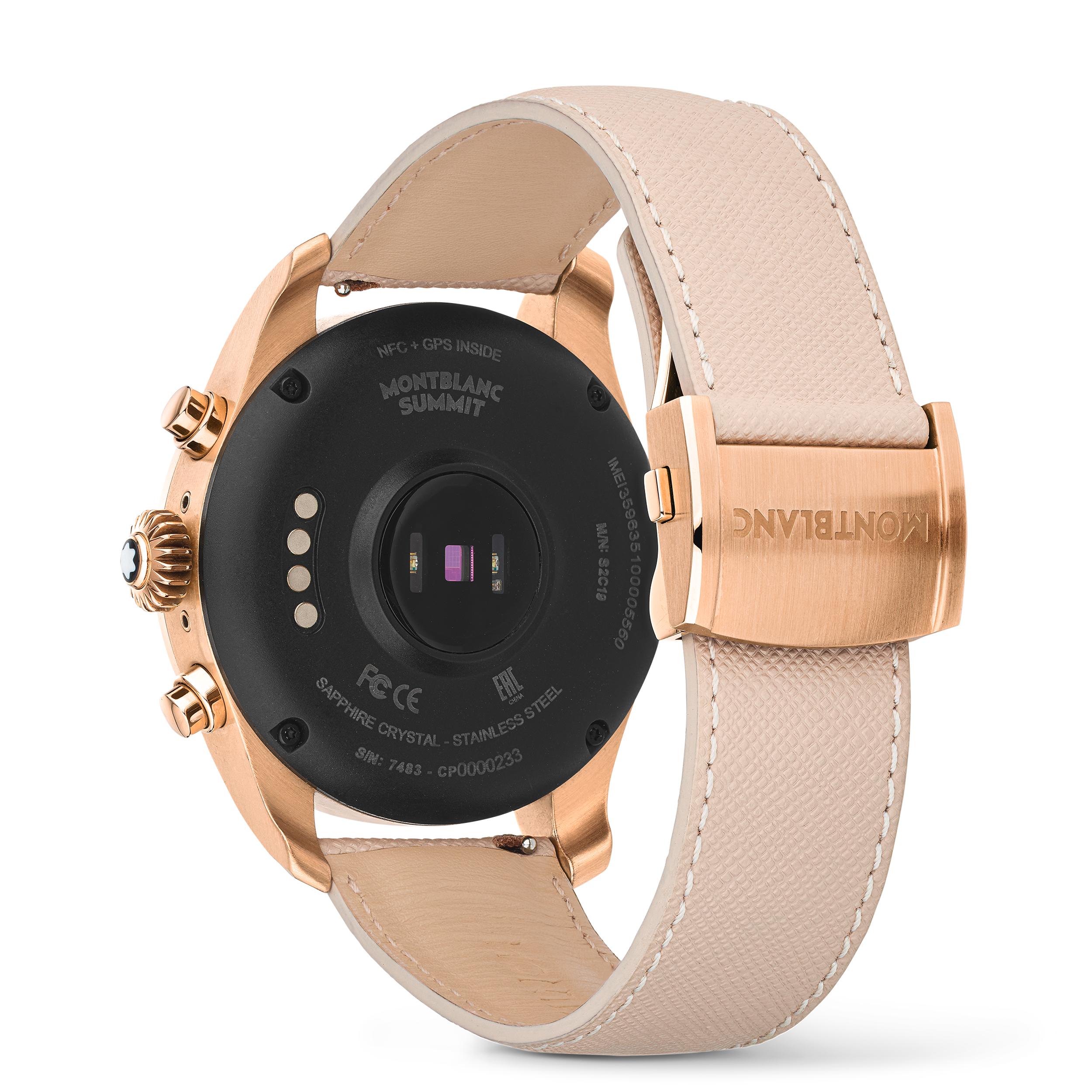 2 صورة ،Montblanc Summit 2+ Smartwatch - Golden Colour with Leather Strap