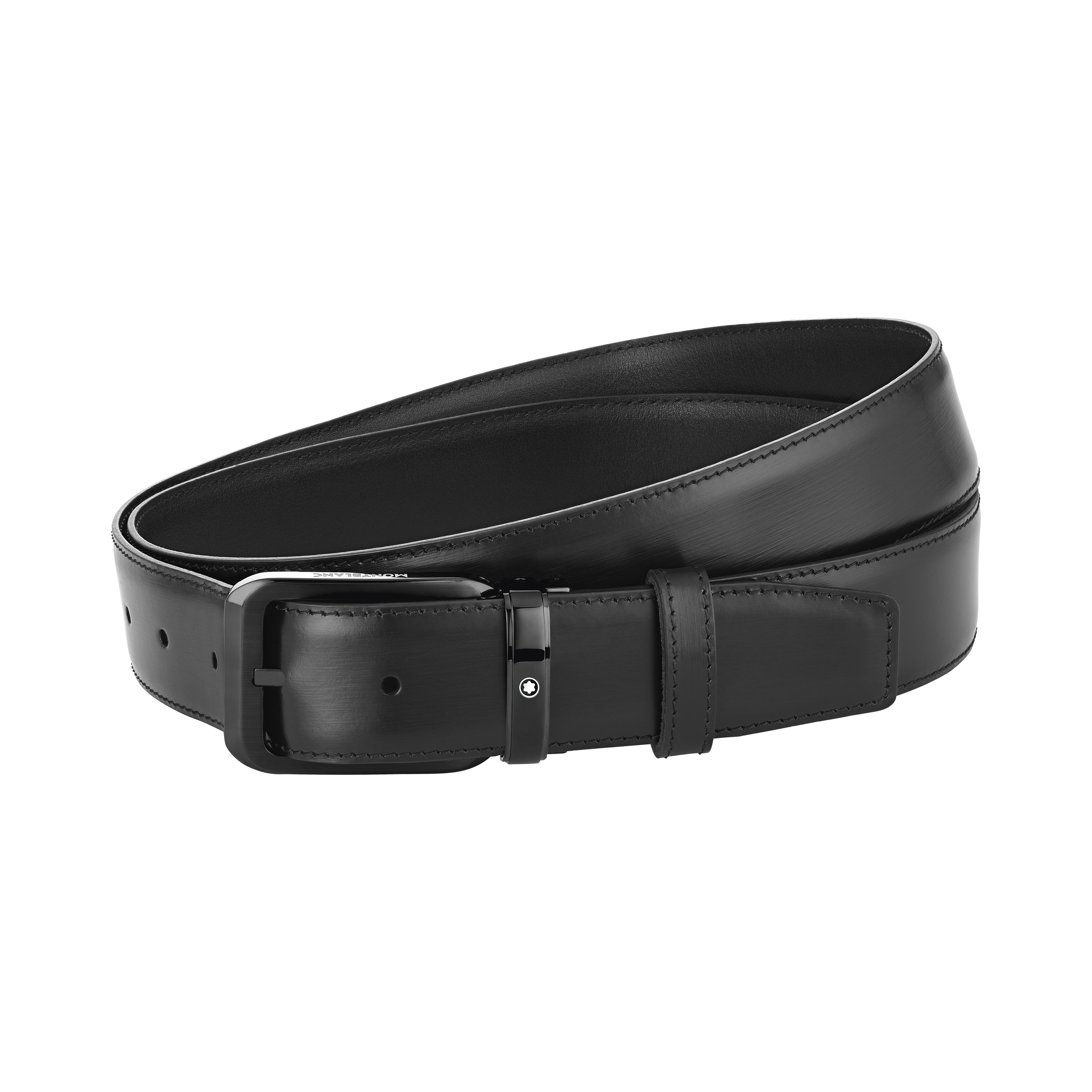 Black 35 mm leather belt, image 2