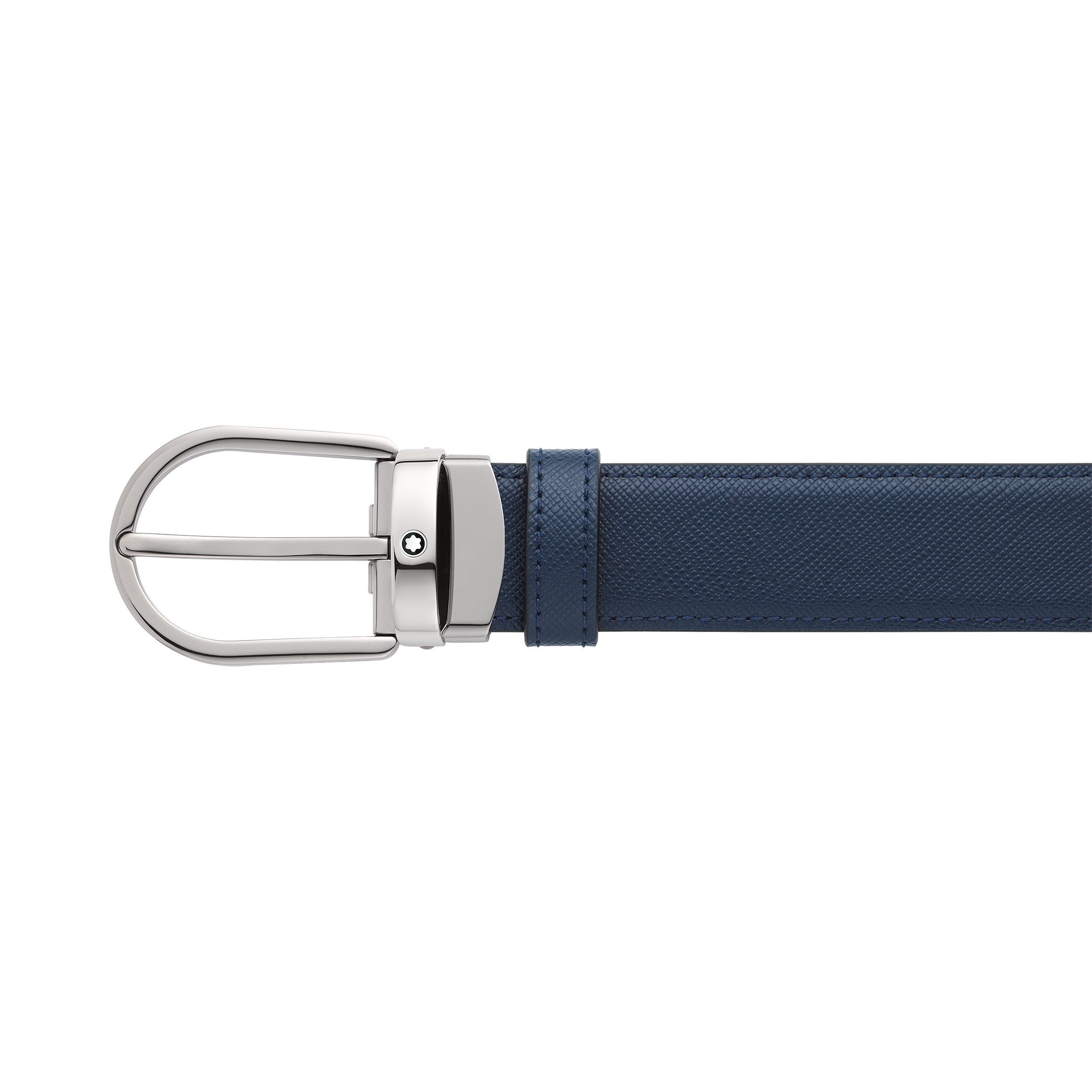 Horseshoe buckle black/blue 30 mm reversible leather belt, image 2