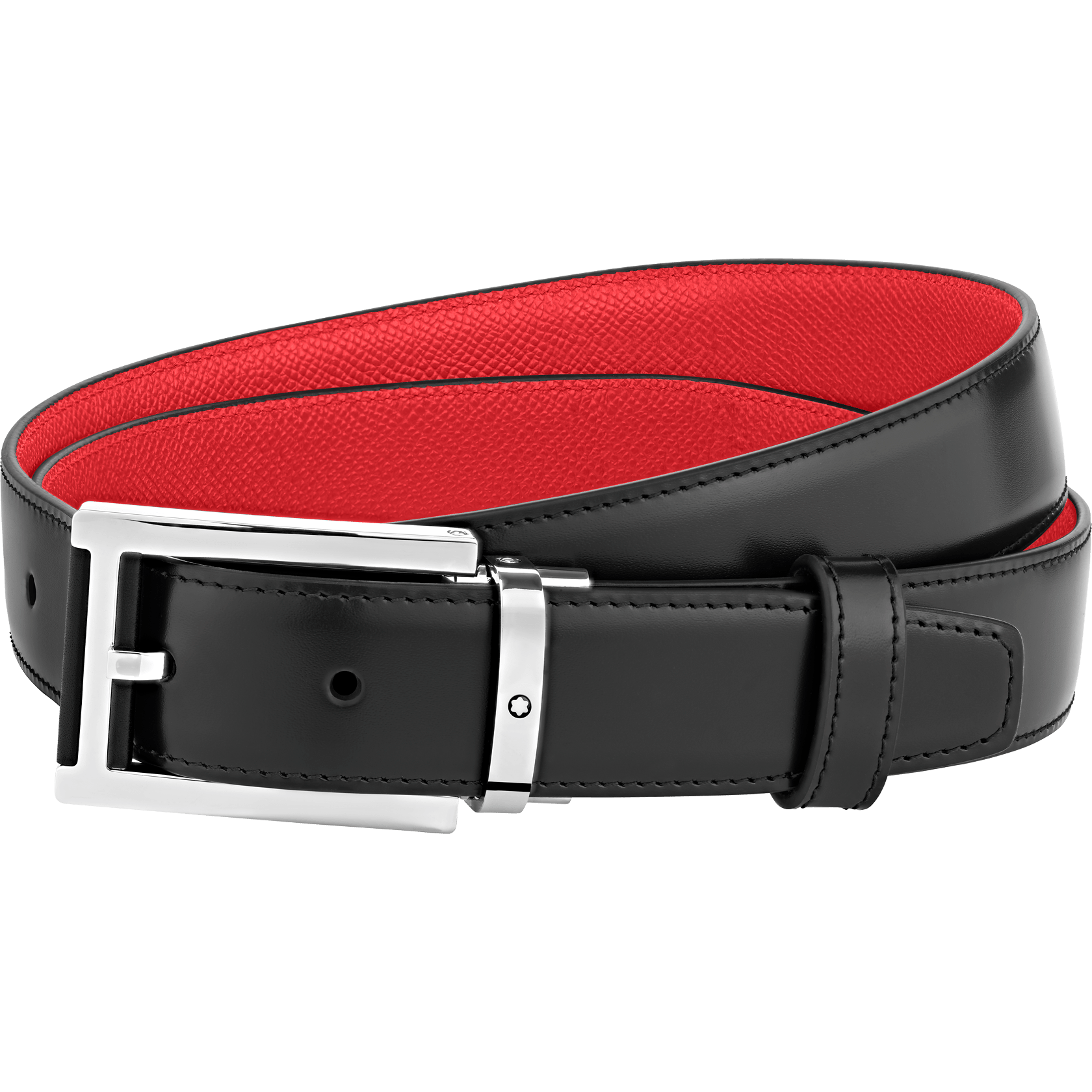 Rectangular Stainless Steel & Black Leather Pin Buckle Belt, image 1