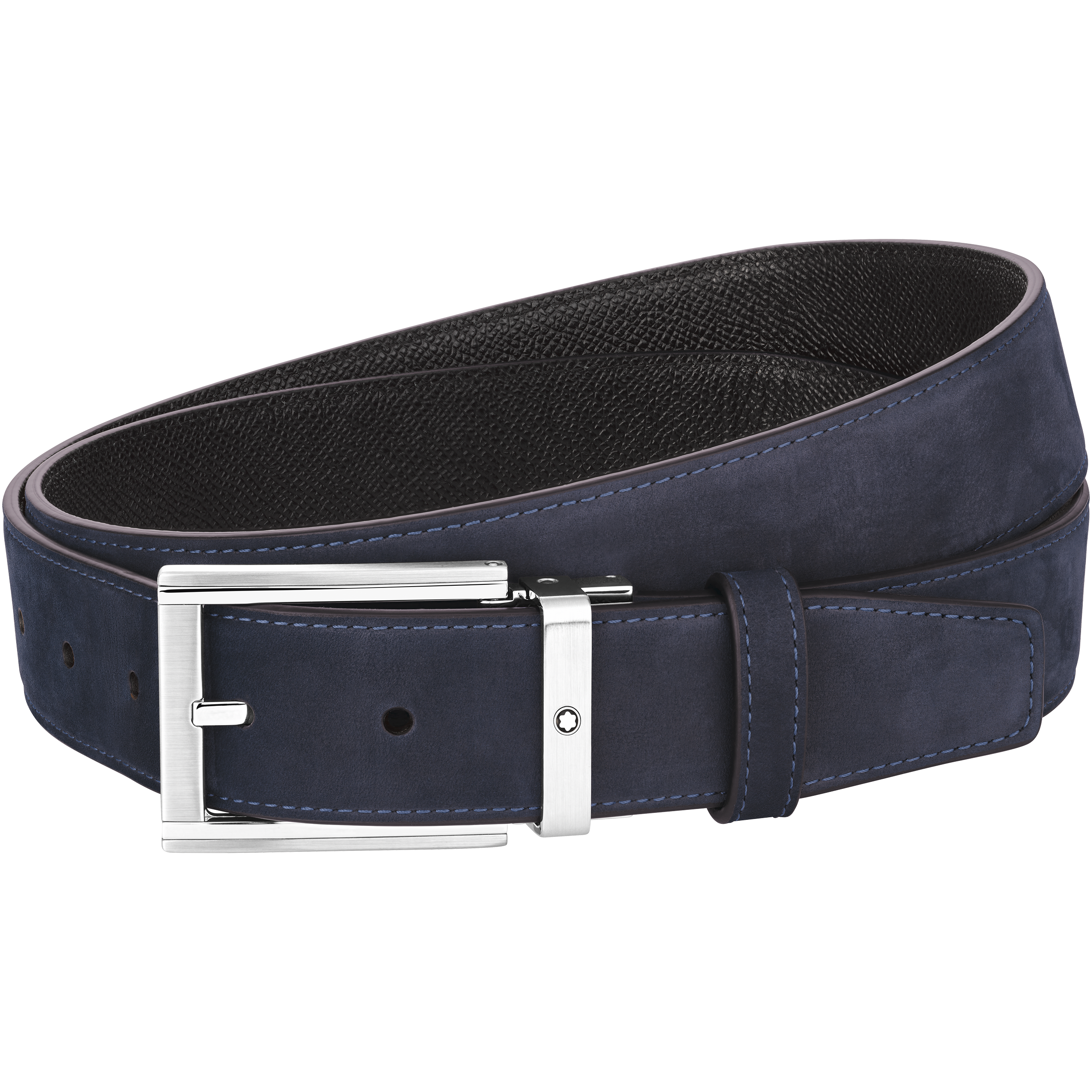Black/Blue 35 mm reversible leather belt, image 1