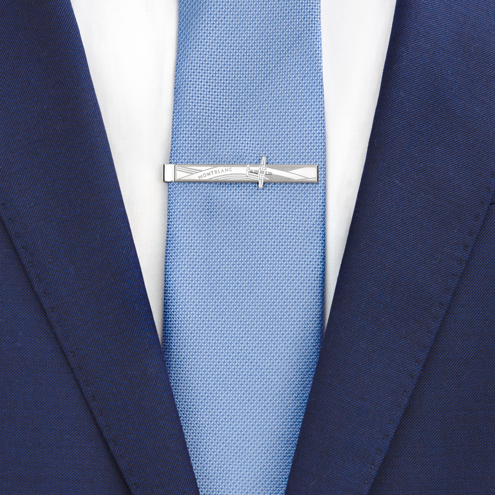 Tie bar in stainless steel with airplane engraving, image 3