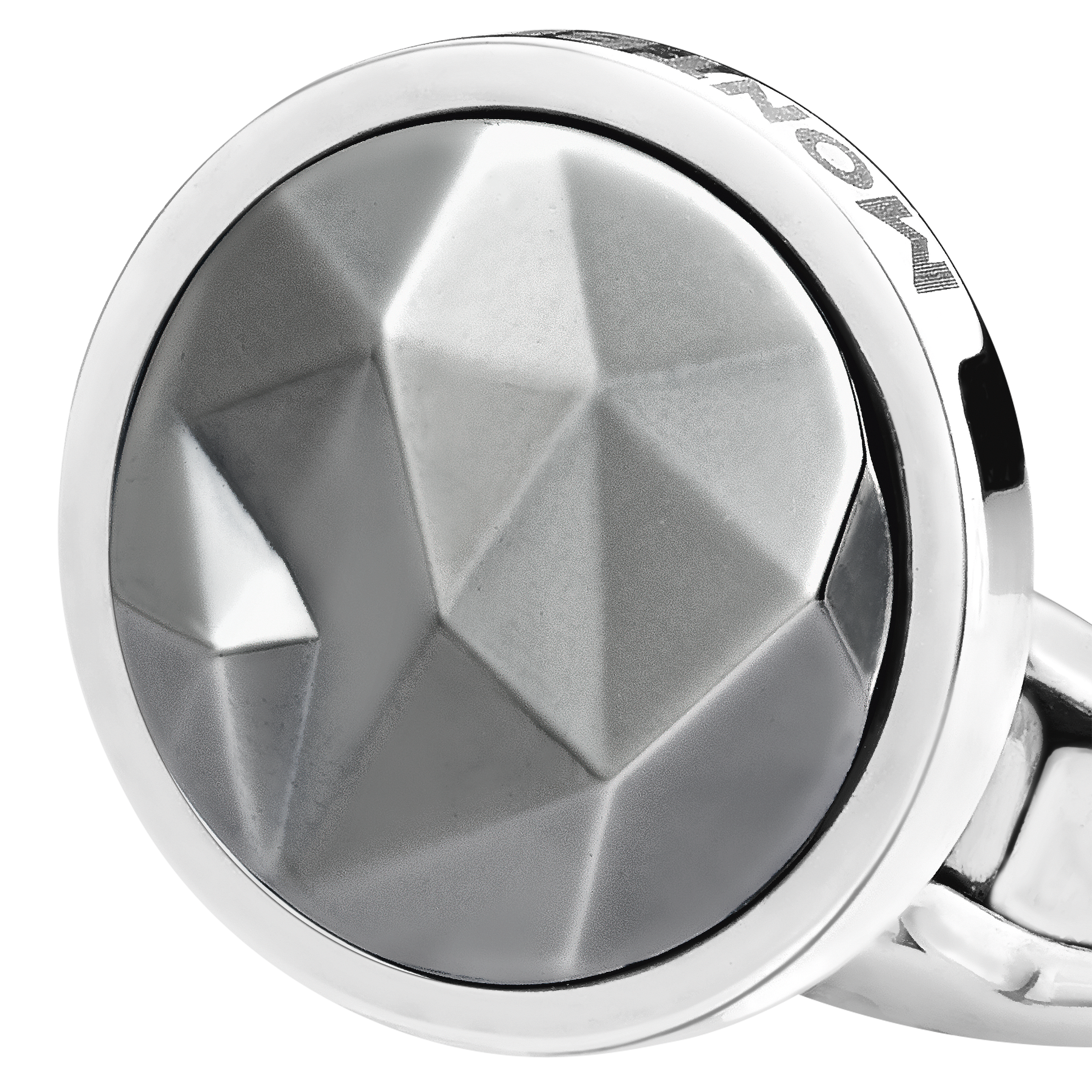 Cufflinks, round in silver with black ruthenium-coated inlay, image 3
