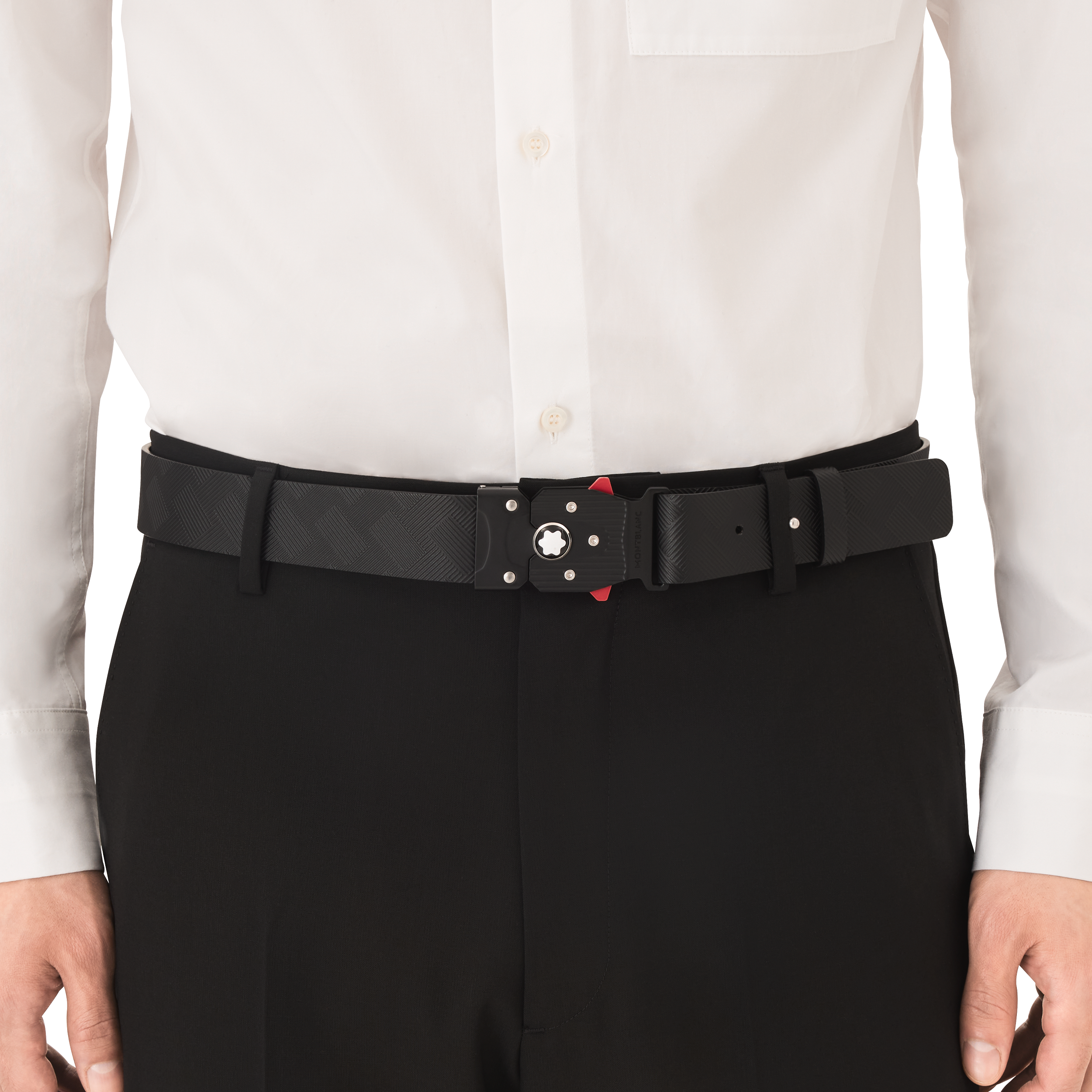 M LOCK 4810 black printed 35 mm leather buckle belt, image 4