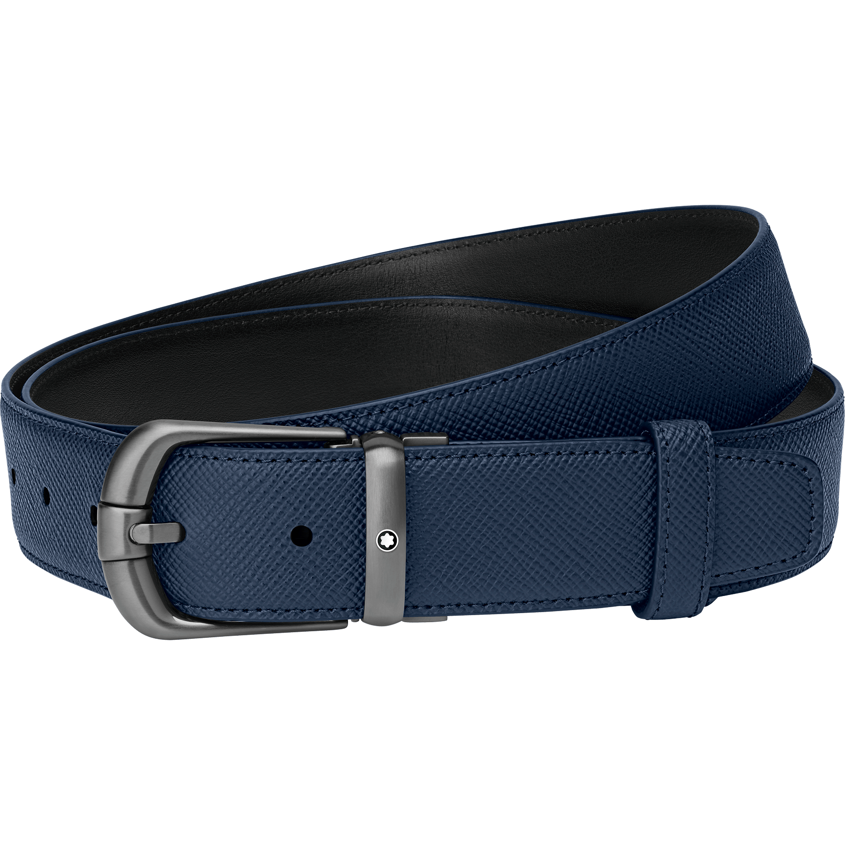 Rounded Brushed Dark Ruthenium finish Pin Buckle Belt with Insert