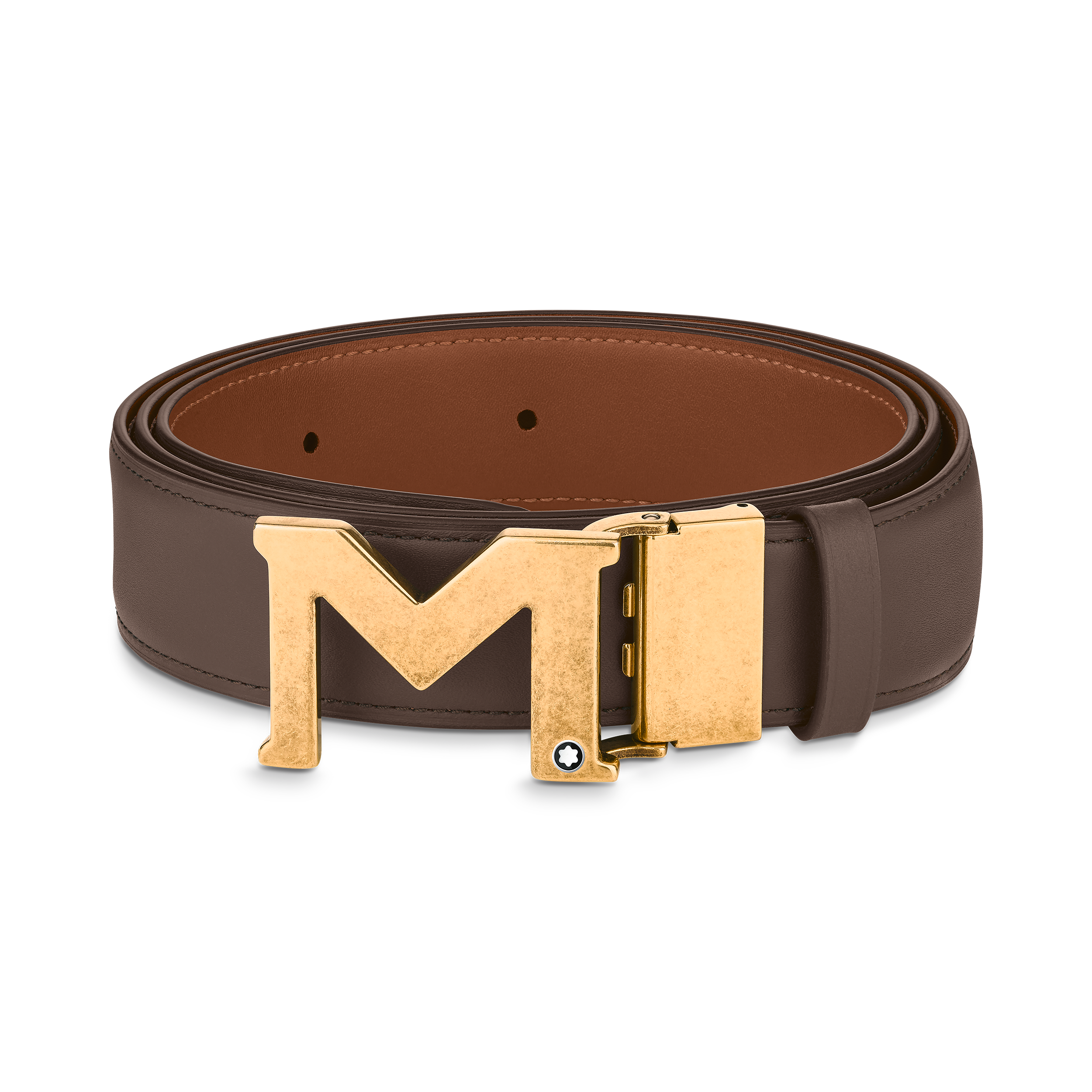 M buckle brown/black 35 mm reversible leather belt, image 3