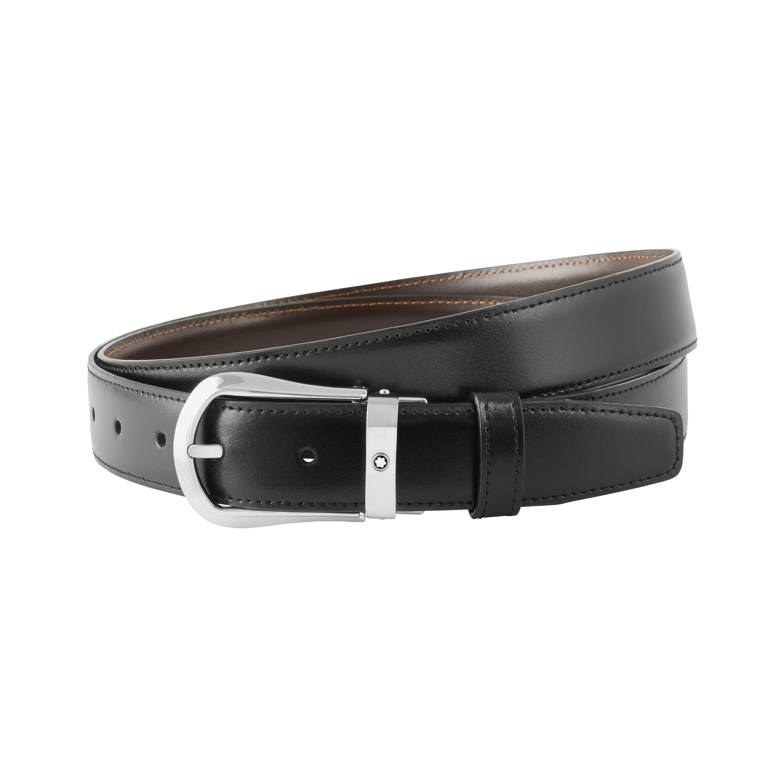 Black/brown 30 mm reversible leather belt, image 2