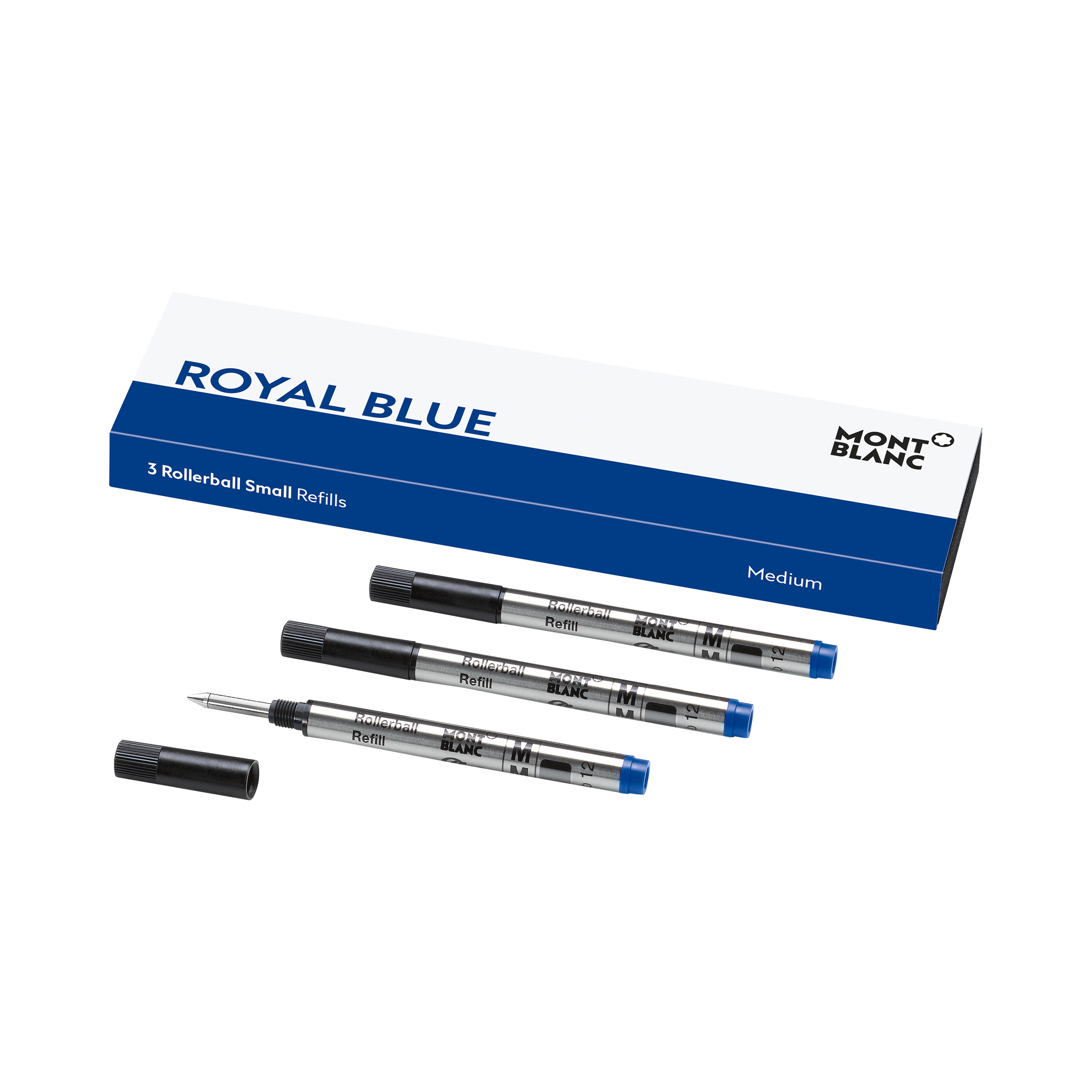 3 Rollerball Small Refills, Royal Blue - Medium, image 1