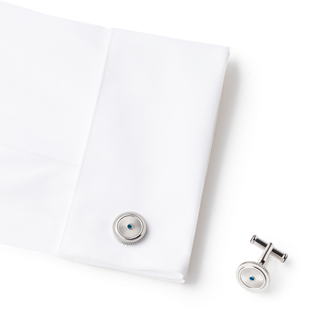2 صورة ،Cuff Links, round, steel, Horlogerie