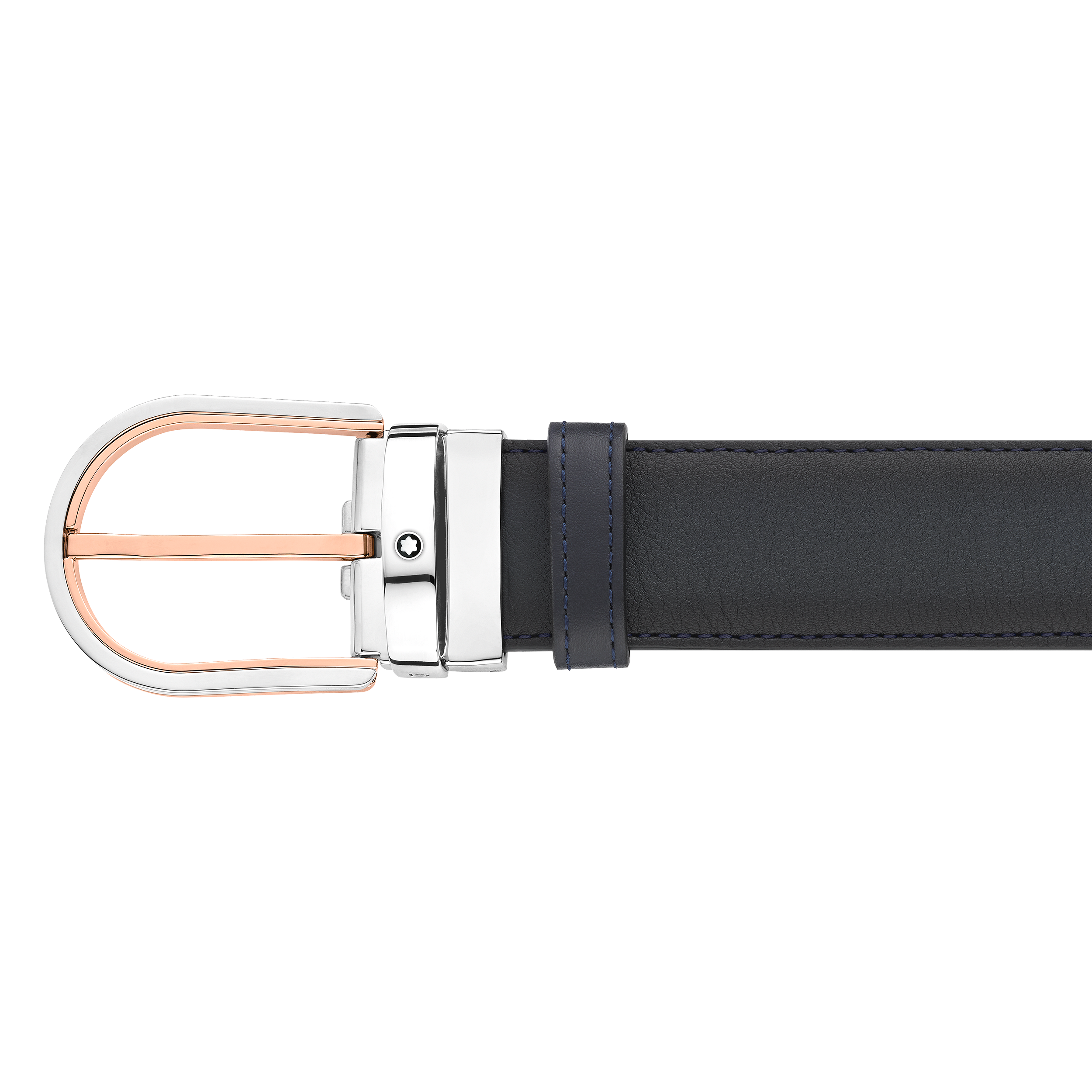 Horseshoe buckle blue 35 mm leather belt, image 4