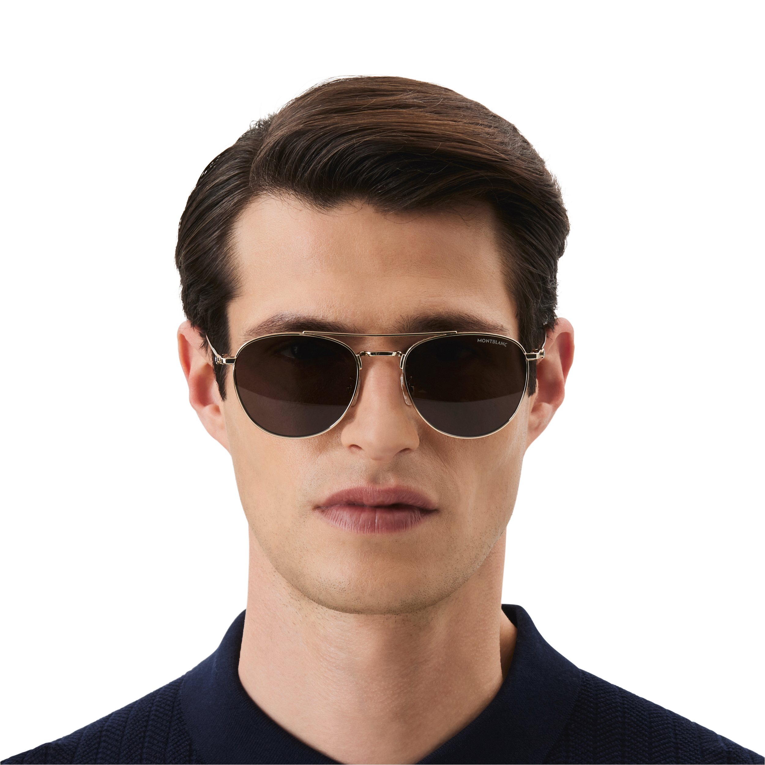 Round Sunglasses with Gold-Colored Metal Frame and Gray Lenses, image 3