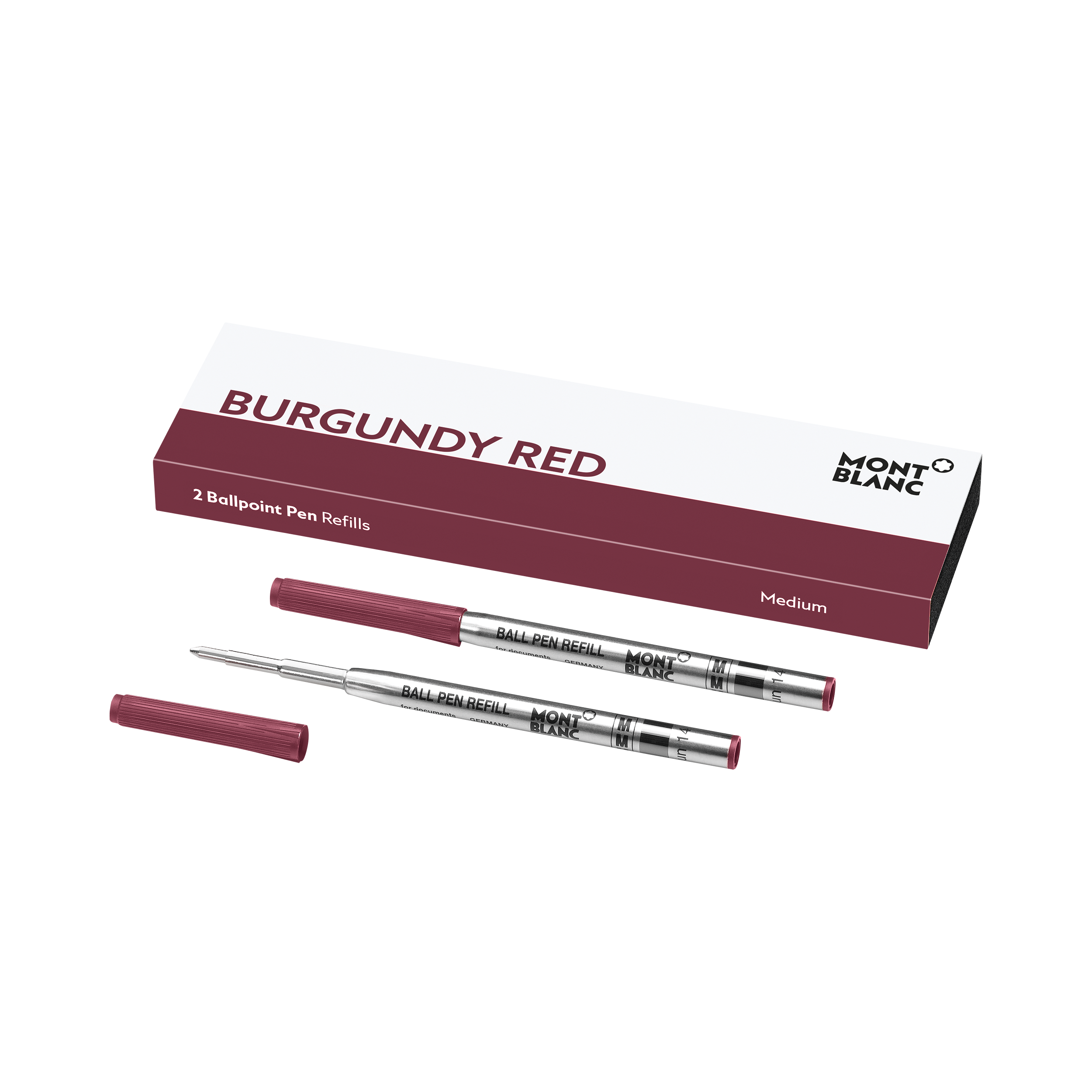 2 Ballpoint Refills, Burgundy Red - Medium, image 1