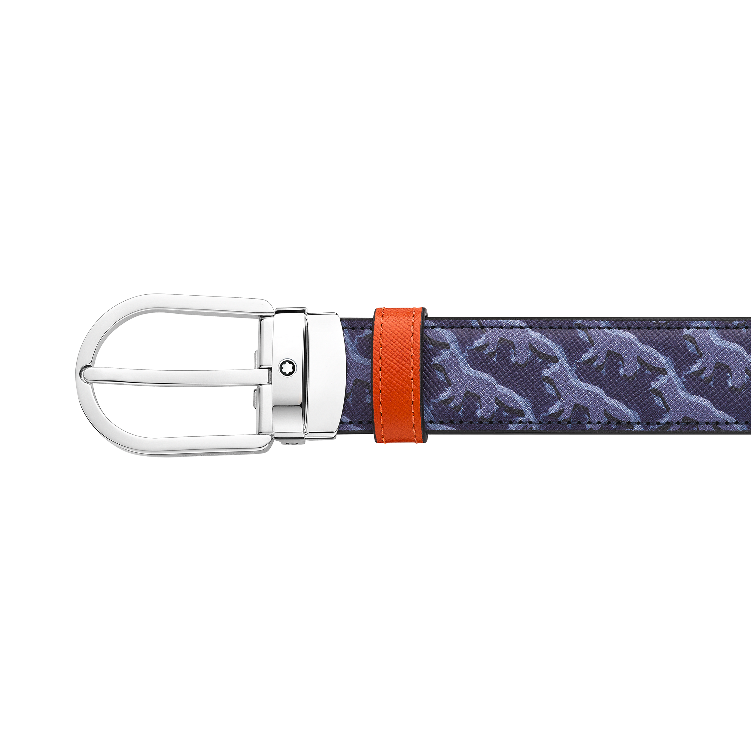Horseshoe buckle blue 30 mm leather belt, image 2