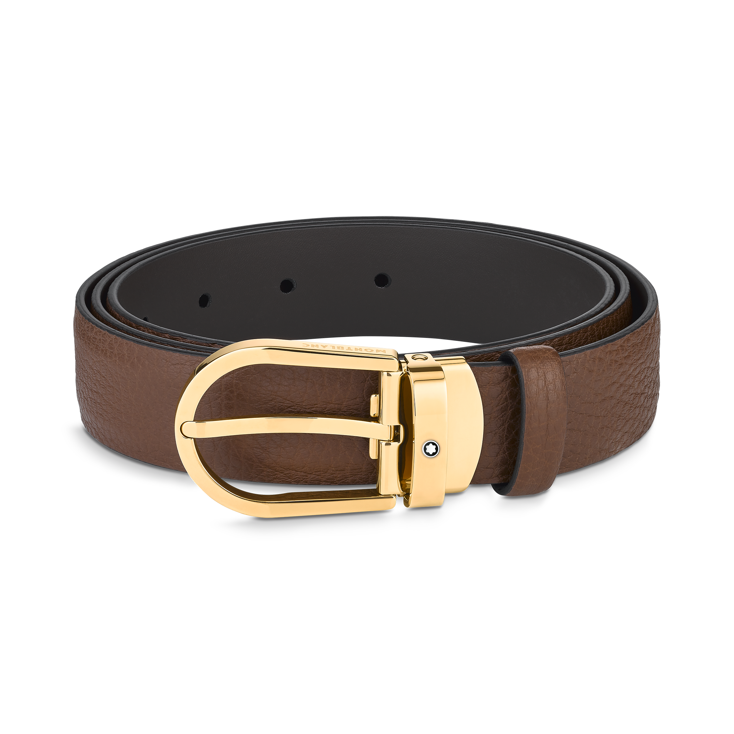 Horseshoe buckle brown 30 mm leather belt, image 1