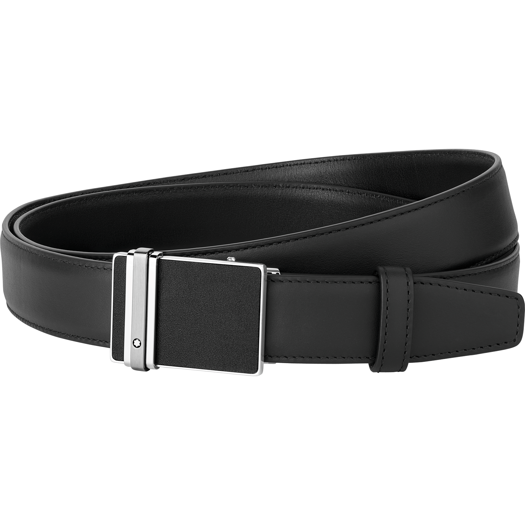 Shiny Palladium finish Matt Ruthenium finish Black Leather finish Buckle Belt, image 1
