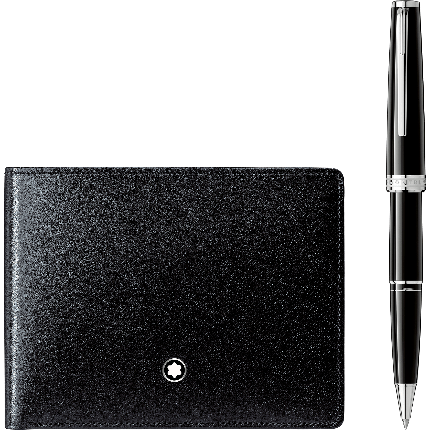 1 صورة ،Set with Montblanc PIX Black Rollerball and Black Wallet 6cc
