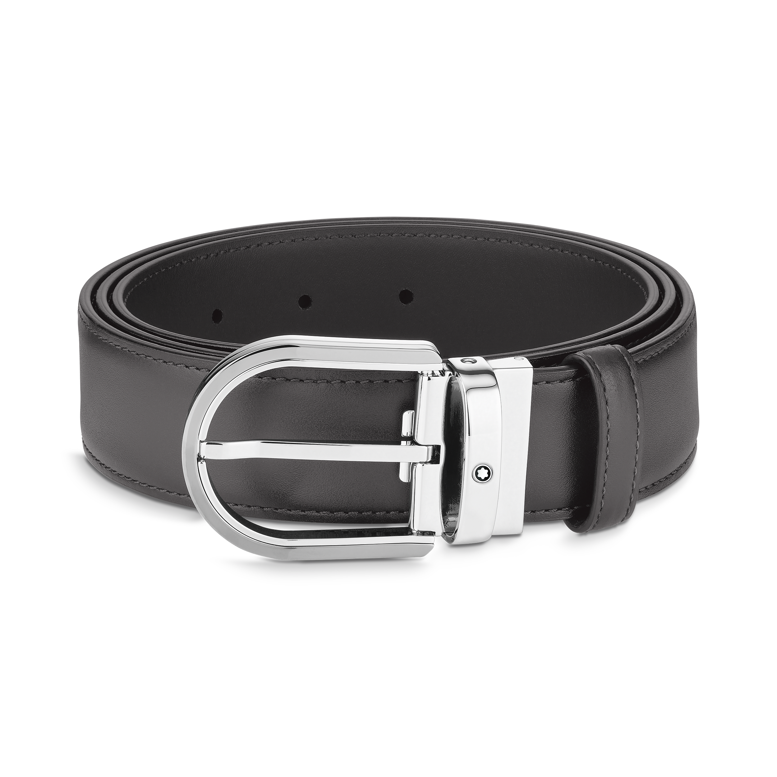 Horseshoe buckle gray 35 mm leather belt