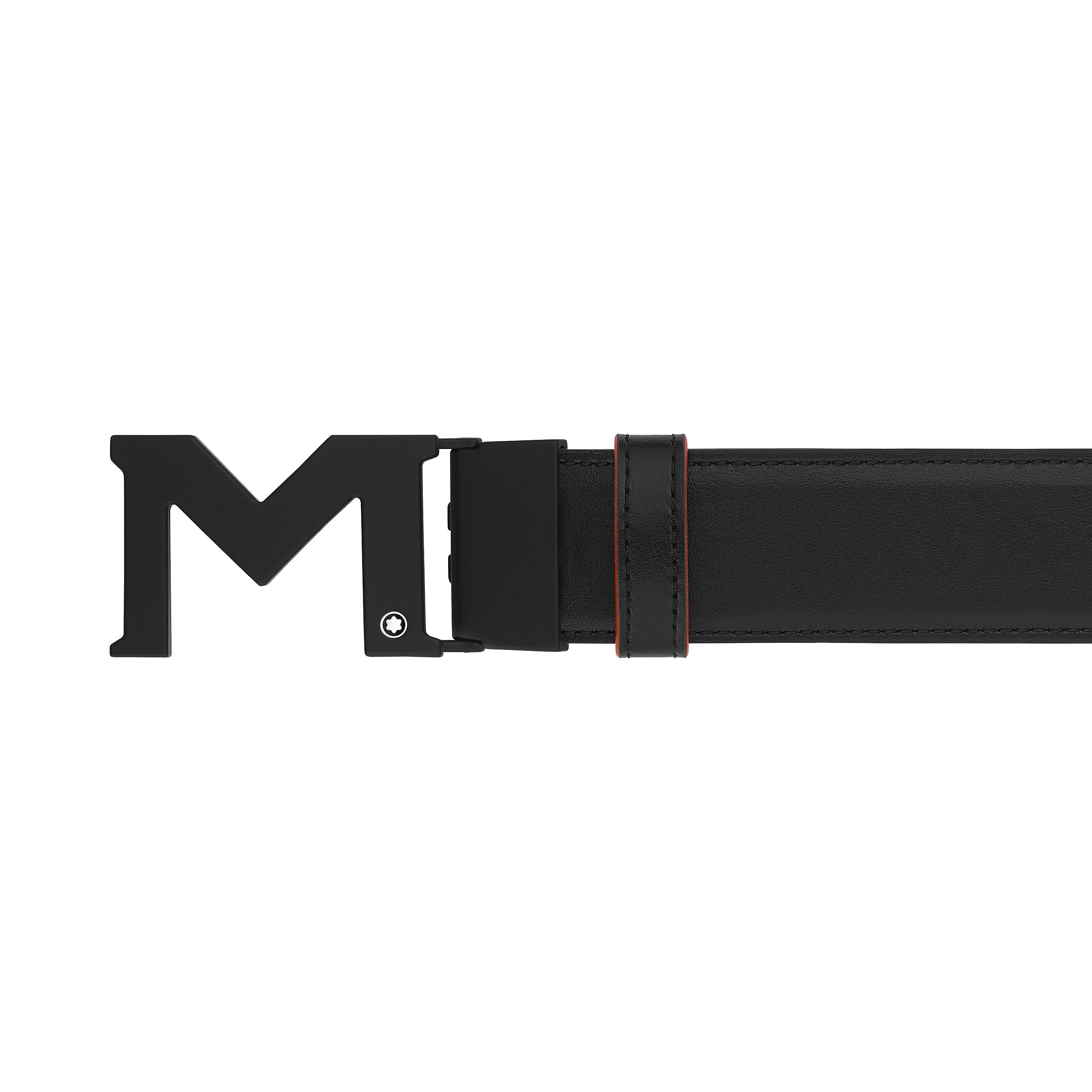 M buckle black/orange 35 mm reversible leather belt, image 1