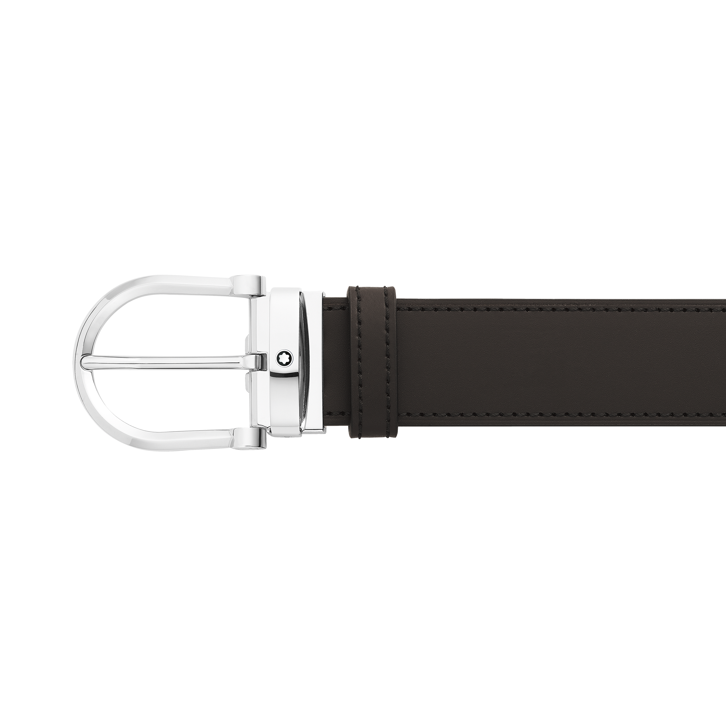 Horseshoe buckle black/brown 35 mm reversible leather belt, image 3