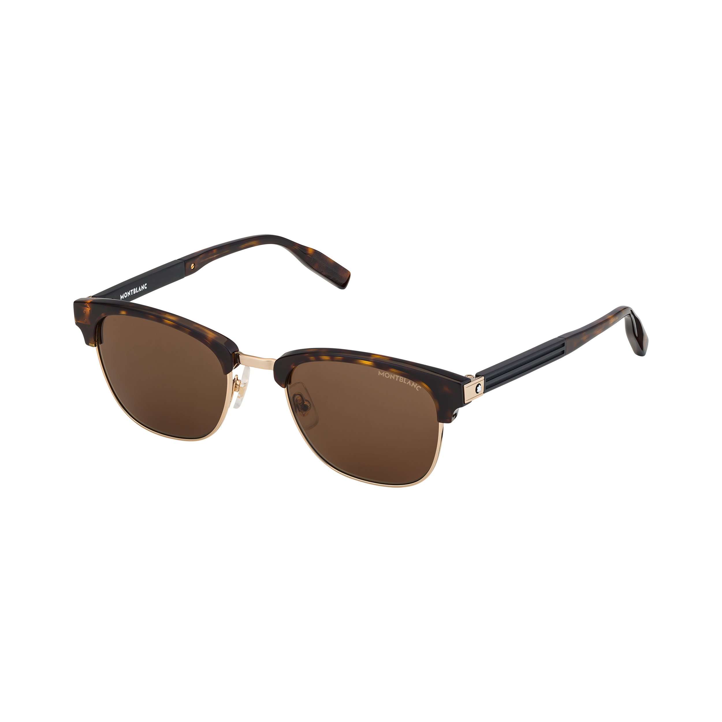 Rectangular Gold-Colored Sunglasses with Brown-Colored Acetate Frame, image 1