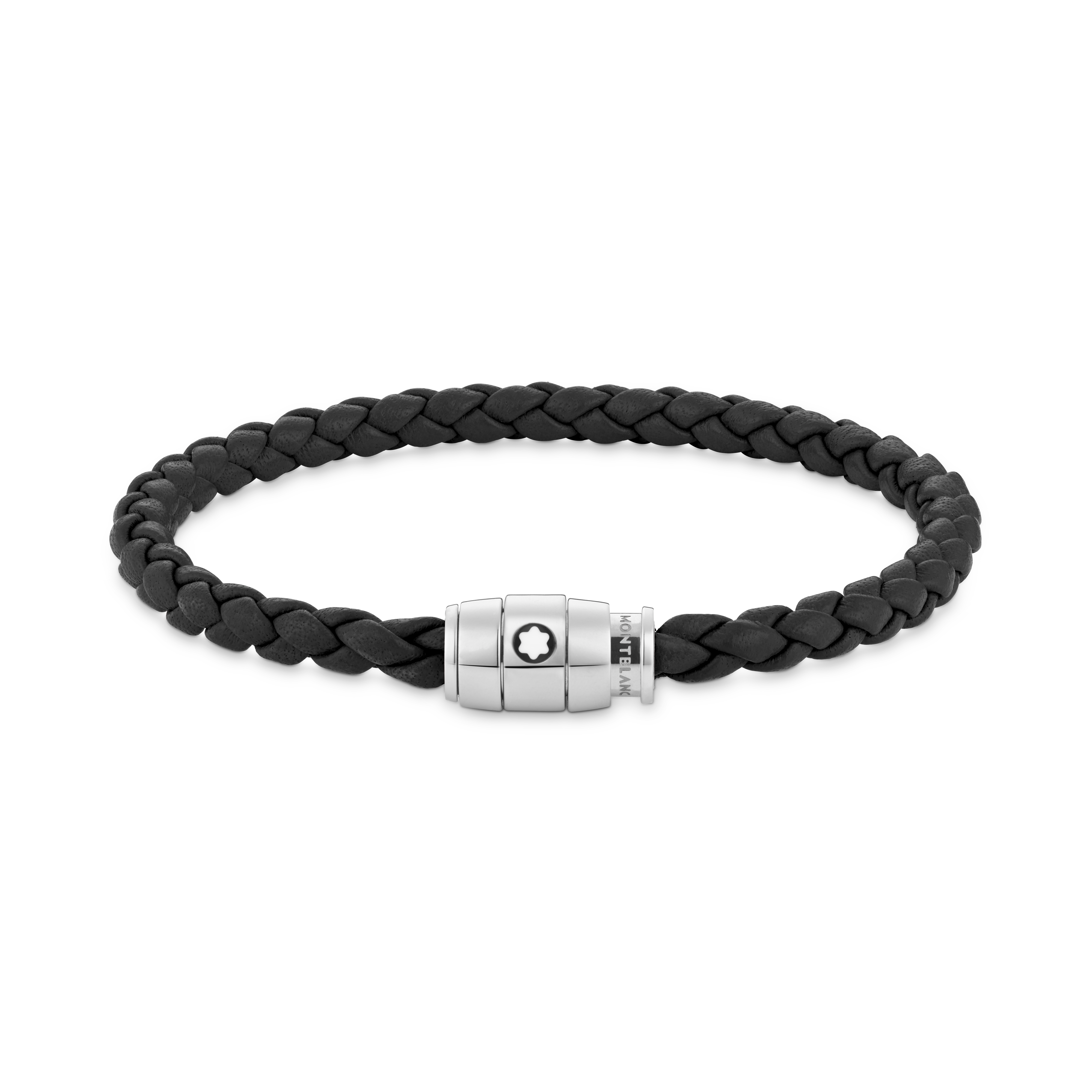 Bracelet Steel 3 rings closing and Black leather - N/A | Montblanc® AE