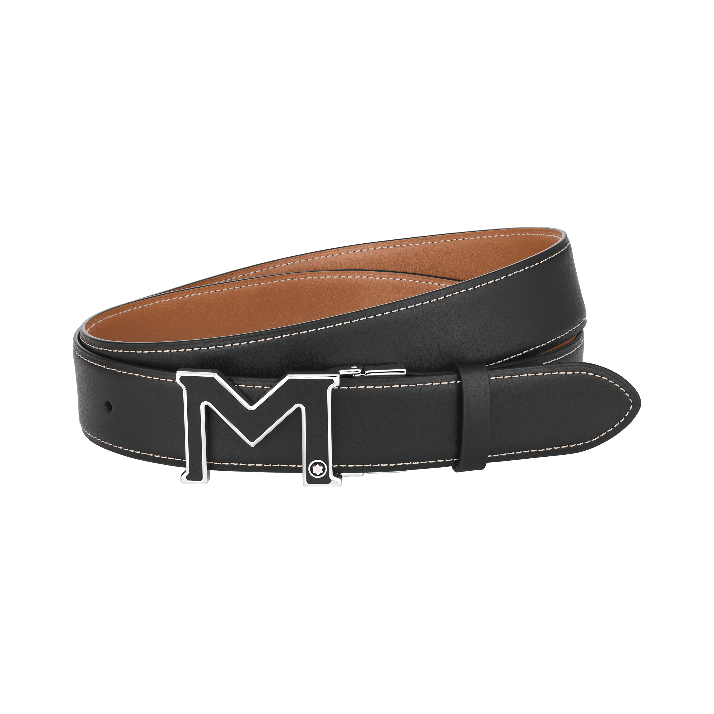 M buckle black/tan 35 mm reversible leather belt, image 3