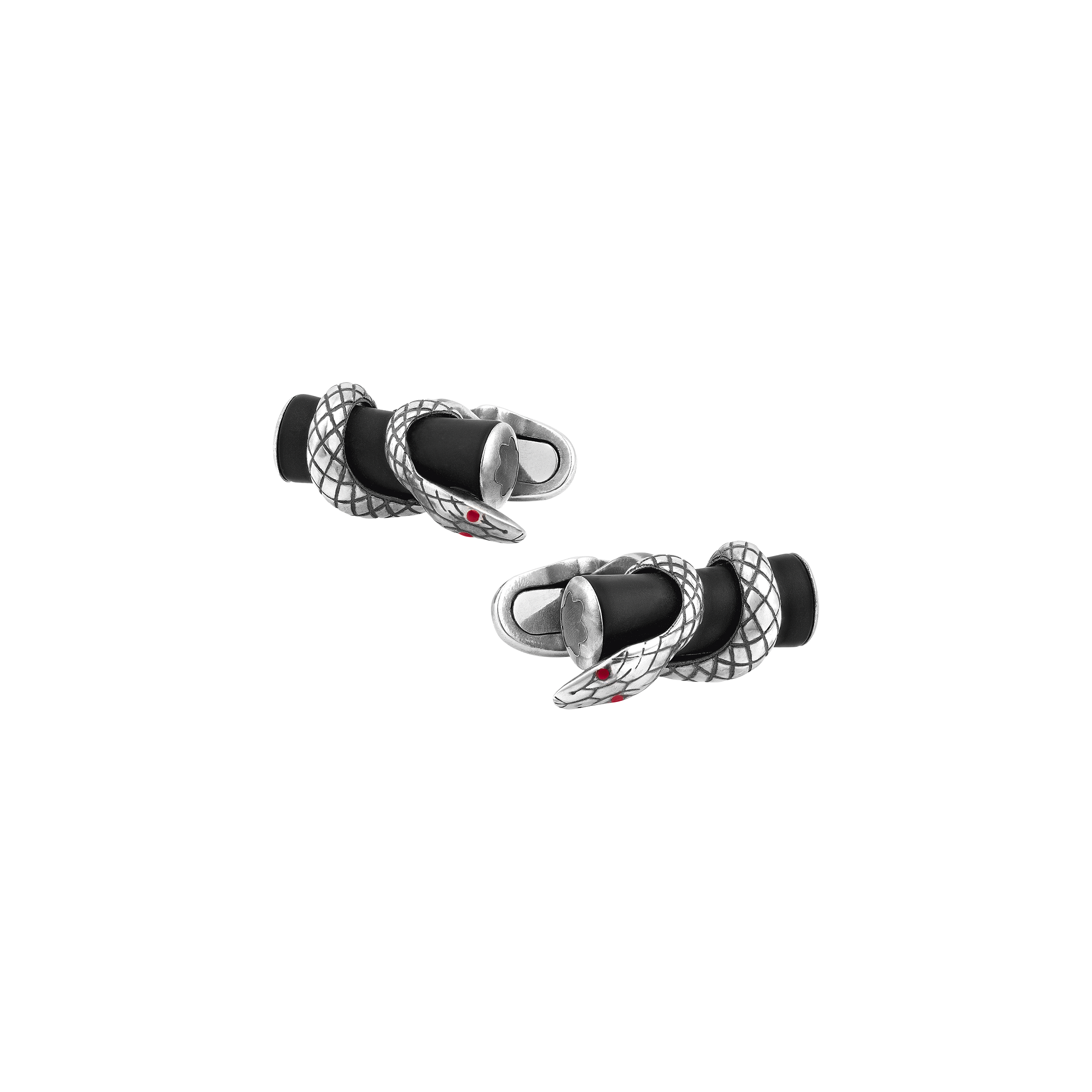 Cufflinks, bar in silver with serpent detail and black ruthenium finish, image 1