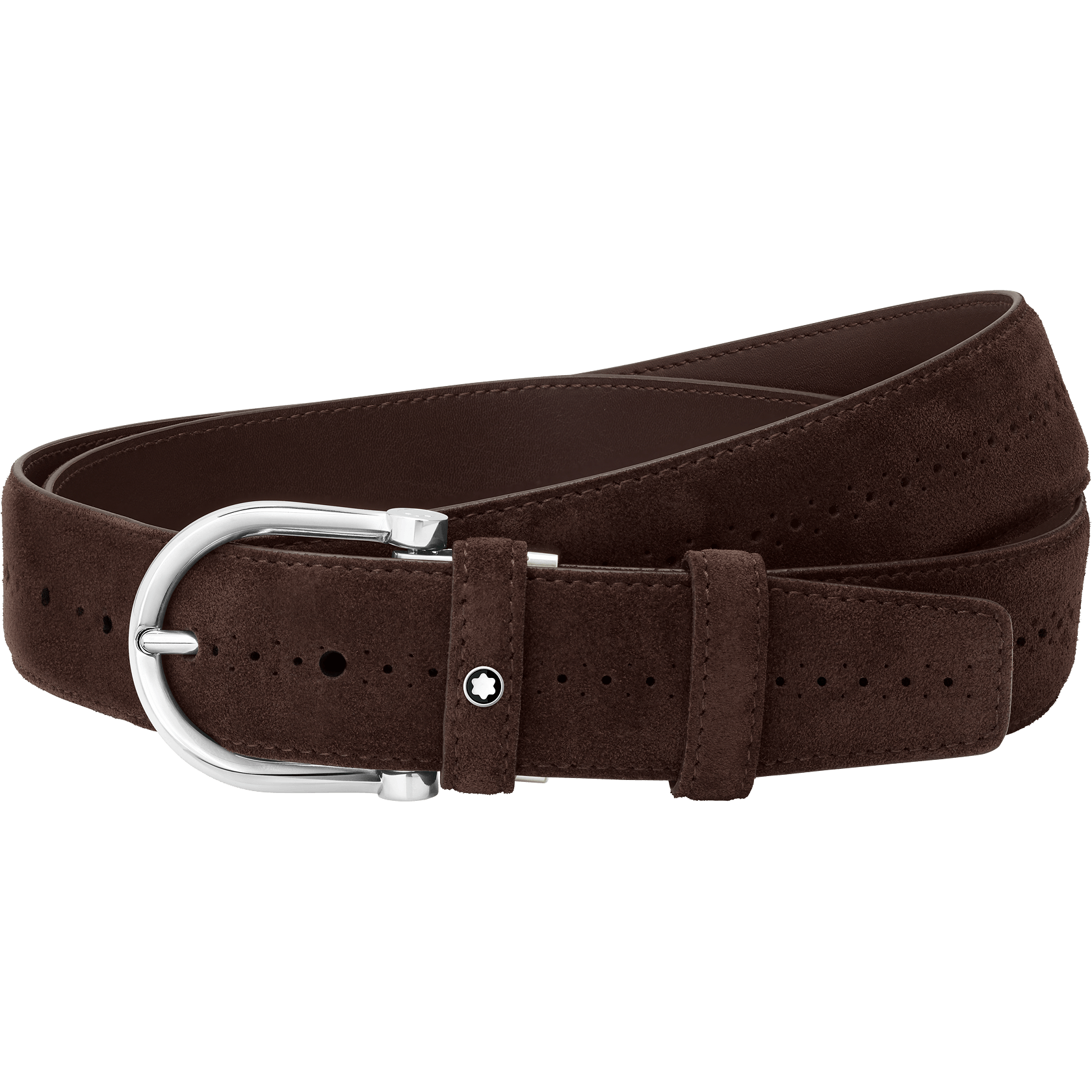 Horseshoe Shiny Palladium finish Side Emblem Pin Buckle Belt, image 1