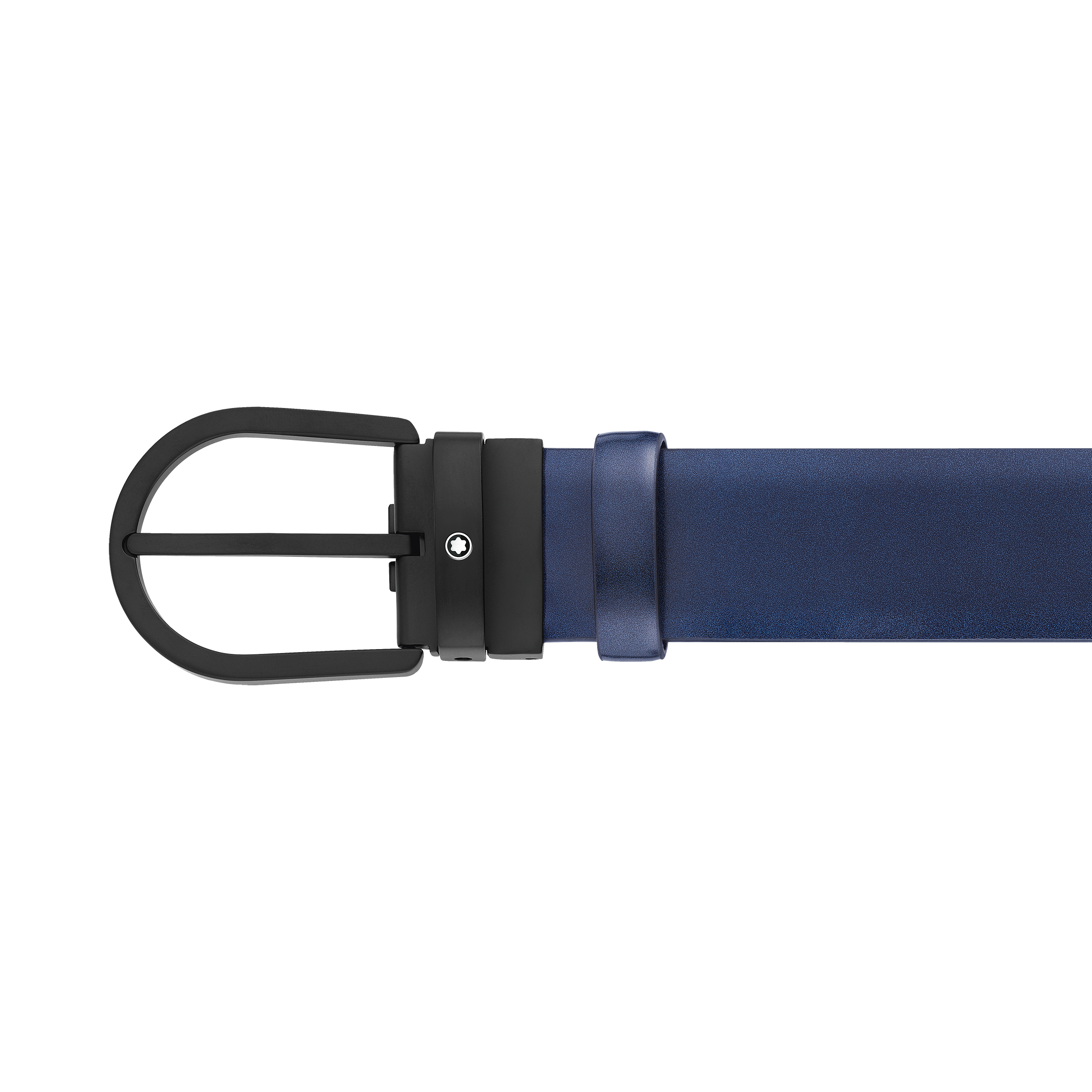 Horseshoe buckle blue 35 mm leather belt, image 2