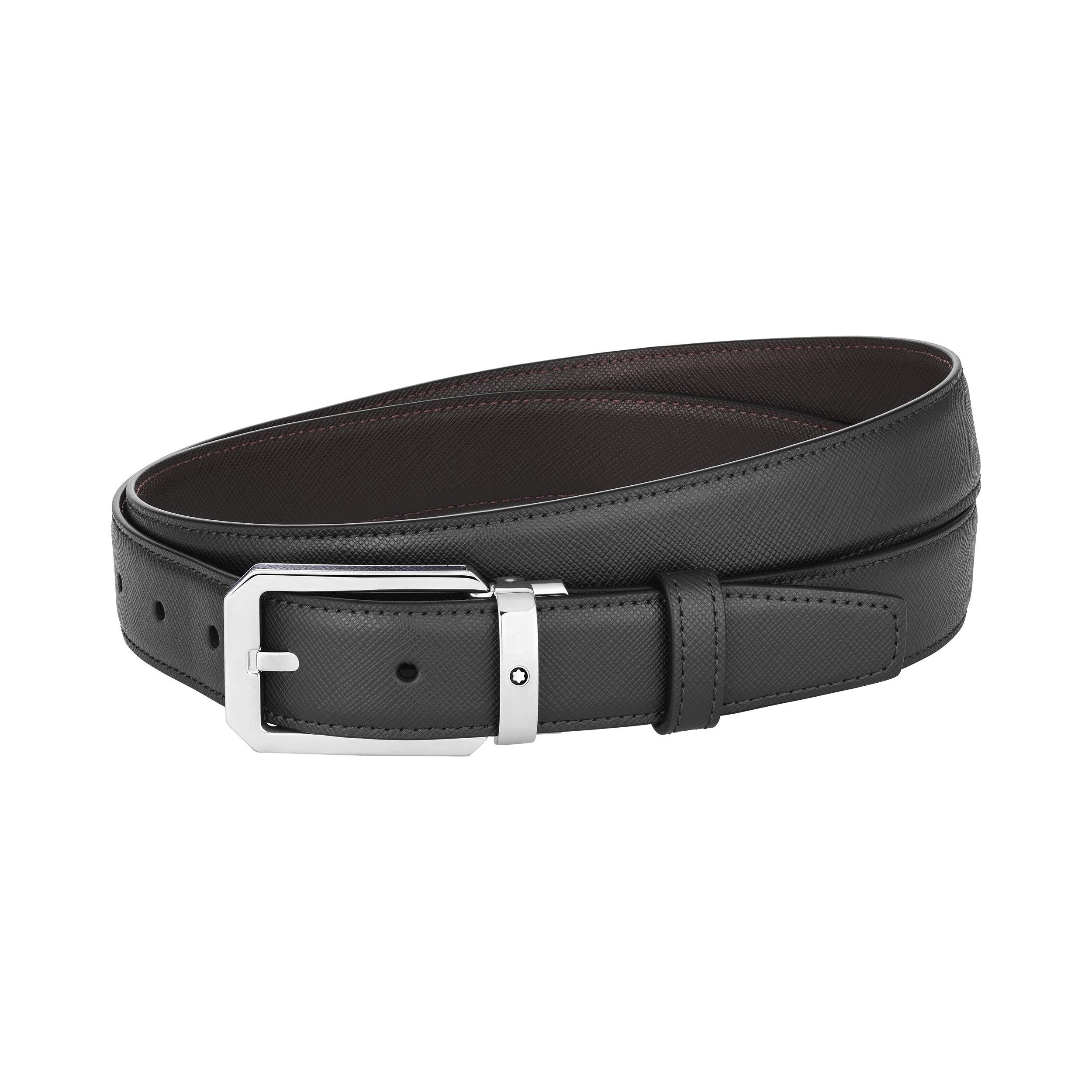 Black/brown 30 mm reversible leather belt, image 1