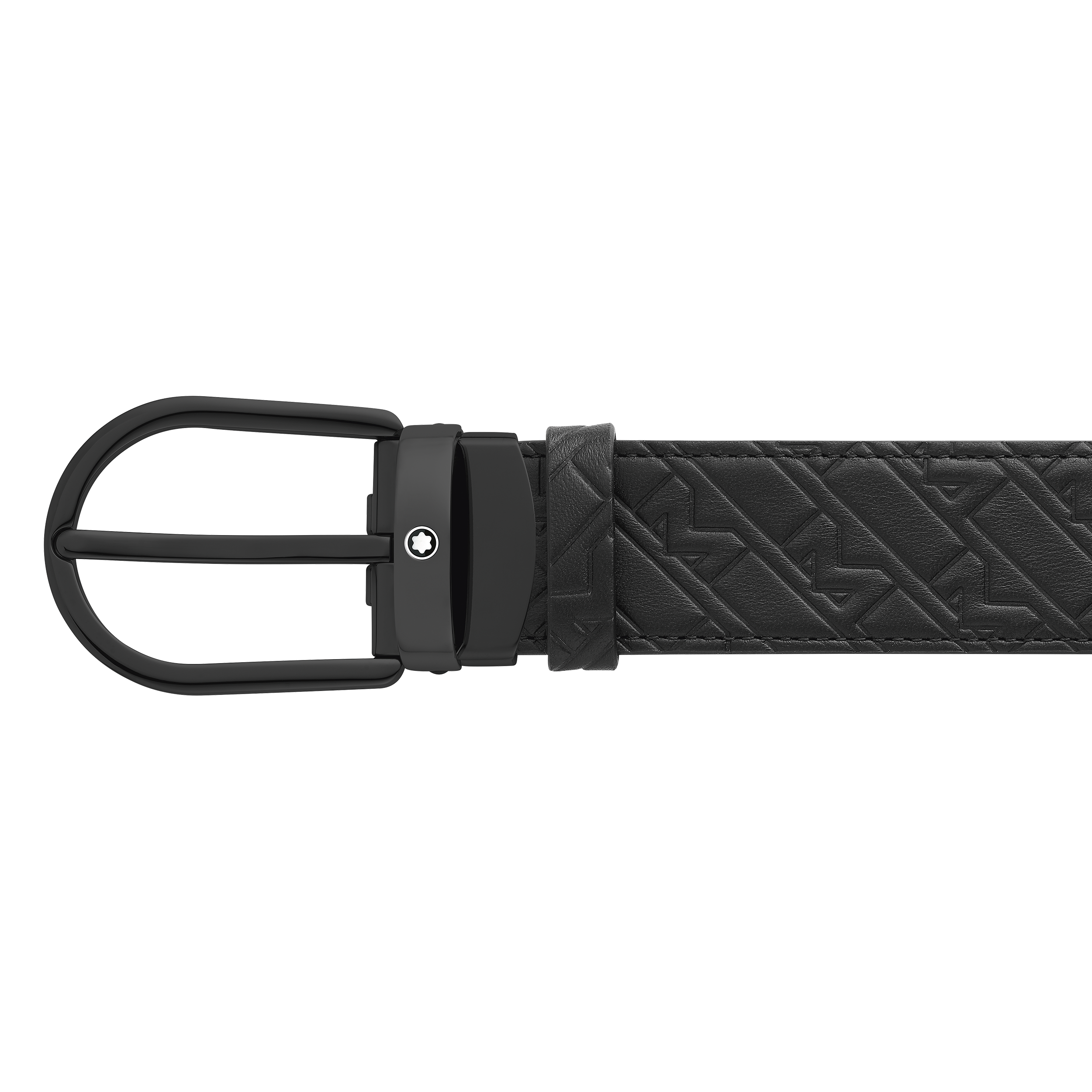 Horseshoe buckle black 35 mm leather belt, image 1