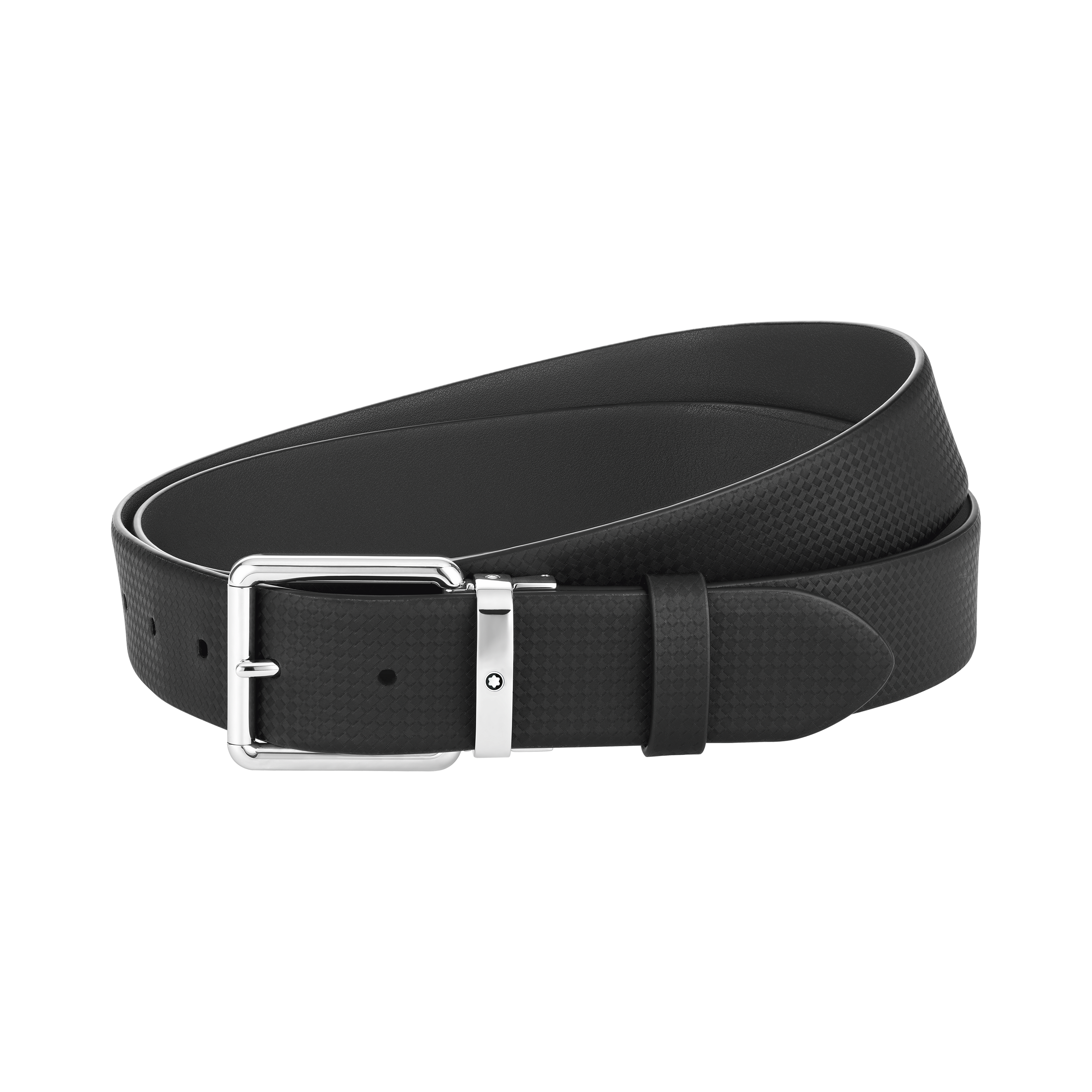 Black/grey 35 mm reversible leather belt, image 3