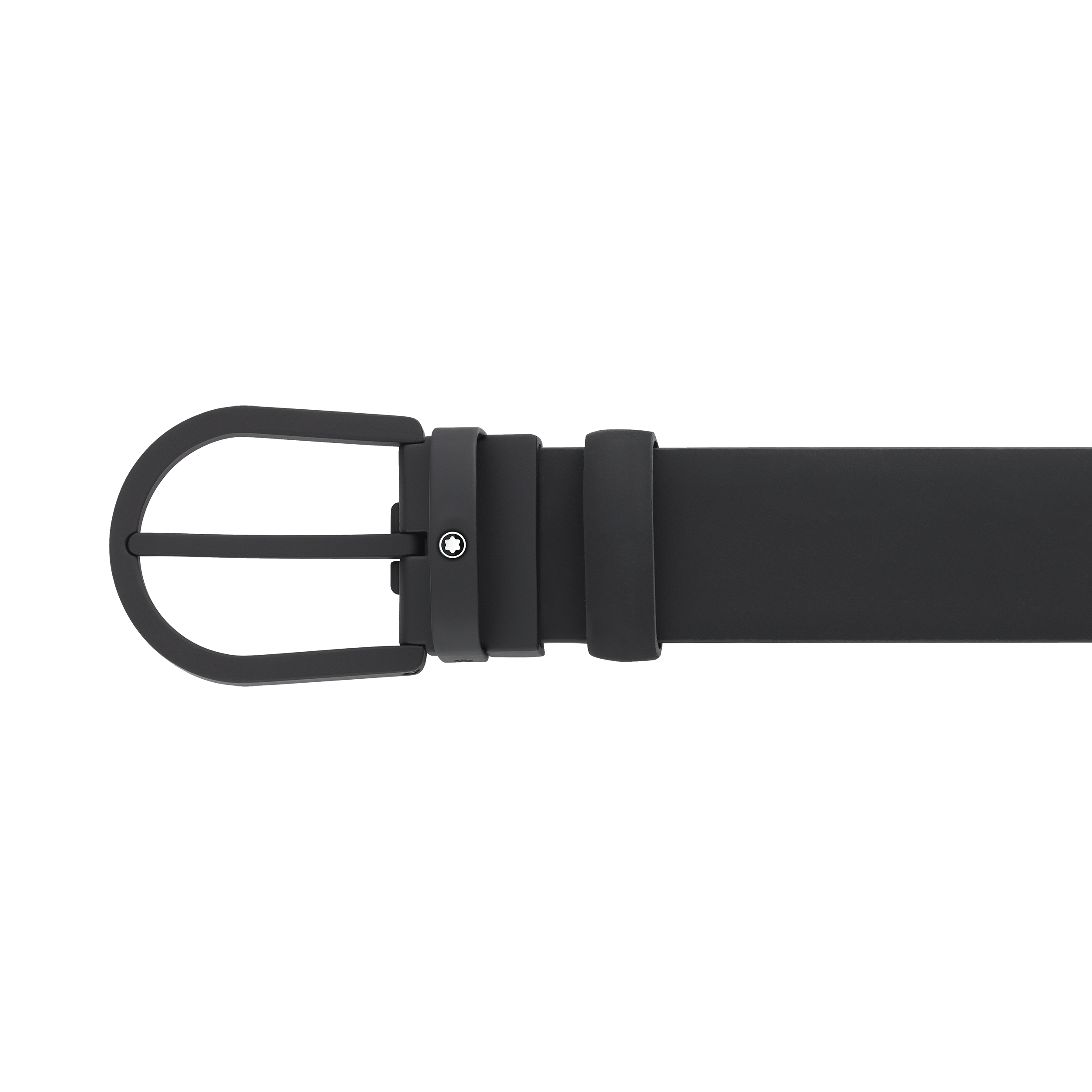 Horseshoe buckle black 35 mm leather belt, image 4